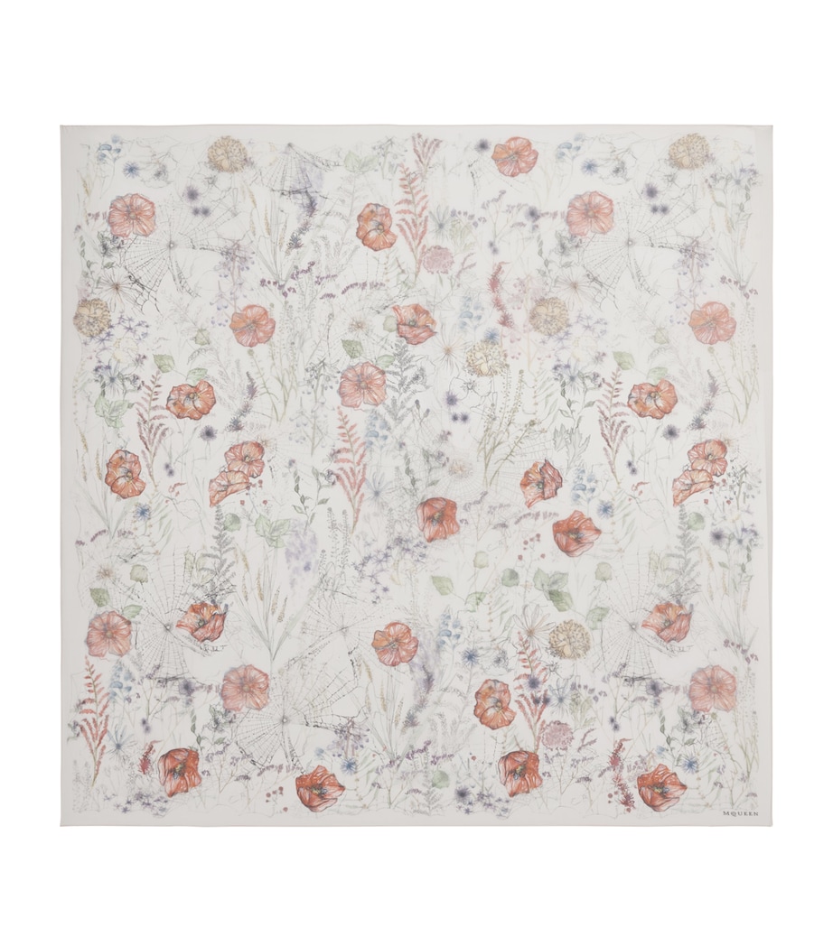 McQueen Silk Spider Floral Scarf Image 1