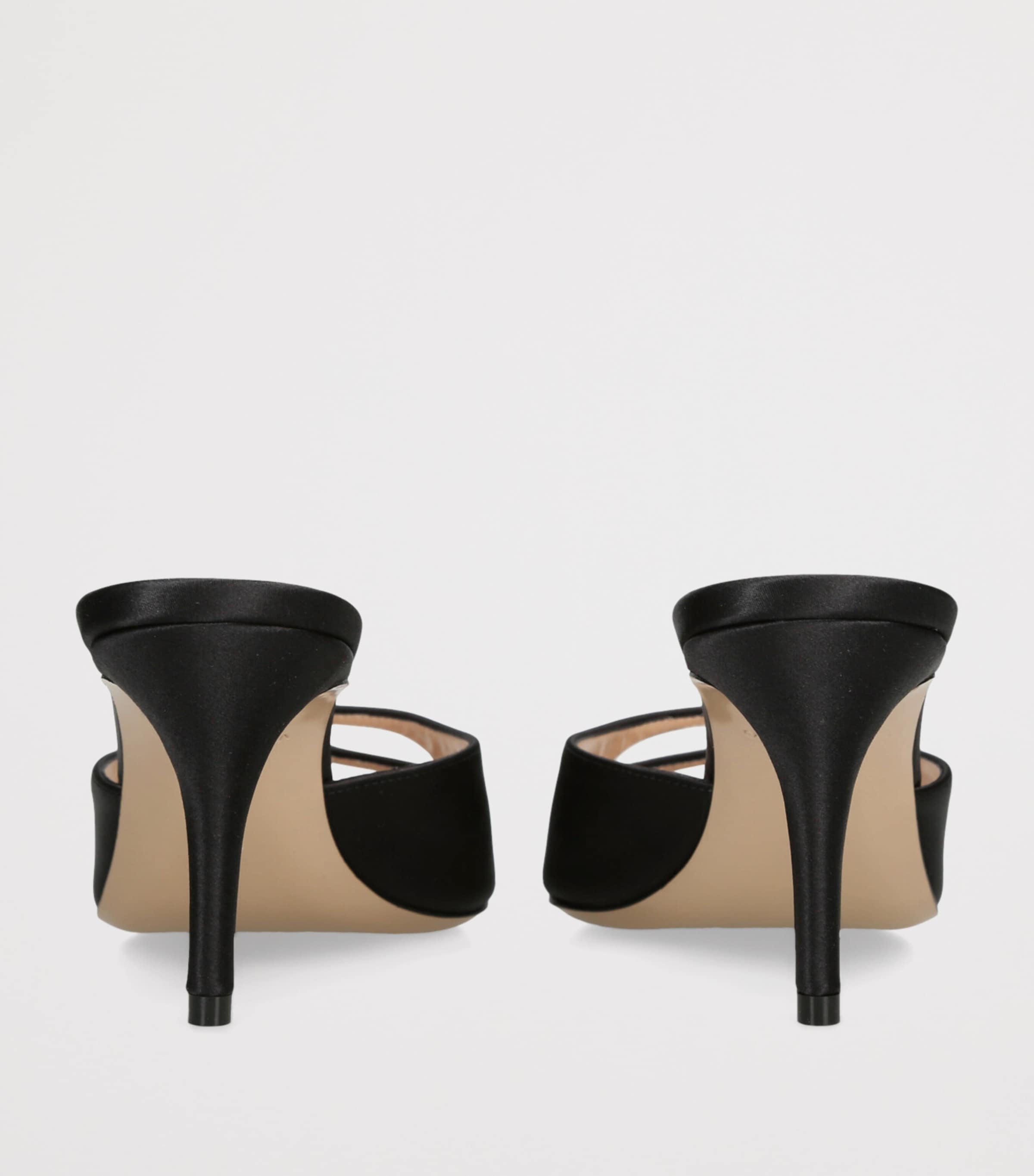 Andrea Wazen Satin Carol Heeled Mules 75 Black Image 2