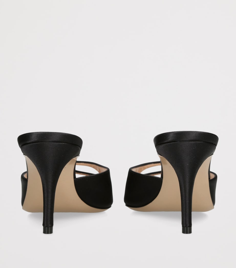 Andrea Wazen Satin Carol Heeled Mules 75 Black Image 2