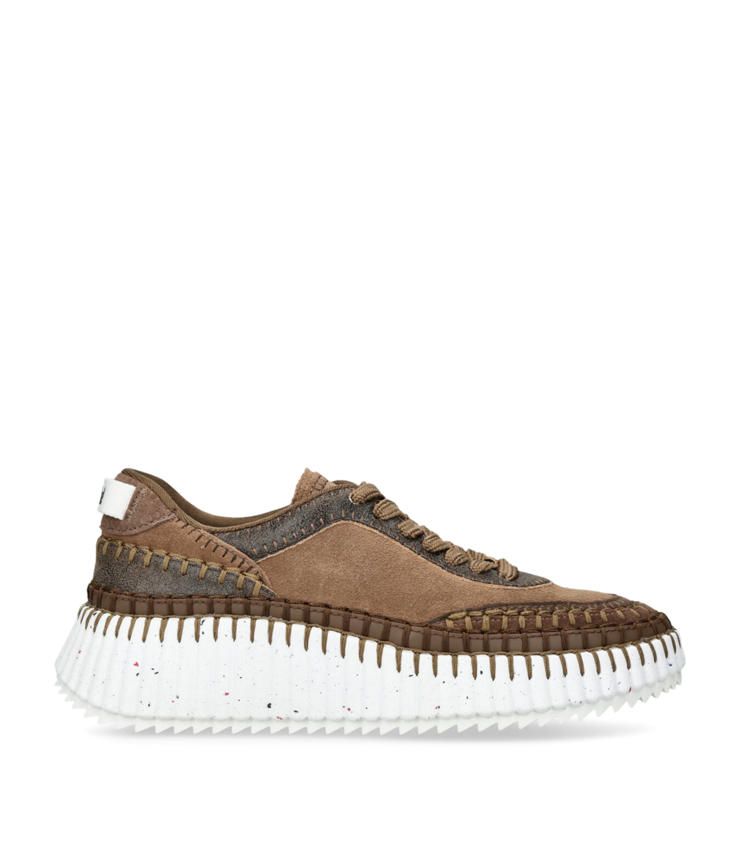 Chloé Suede Sneakers With Round Toe And Textured Sole In Brown