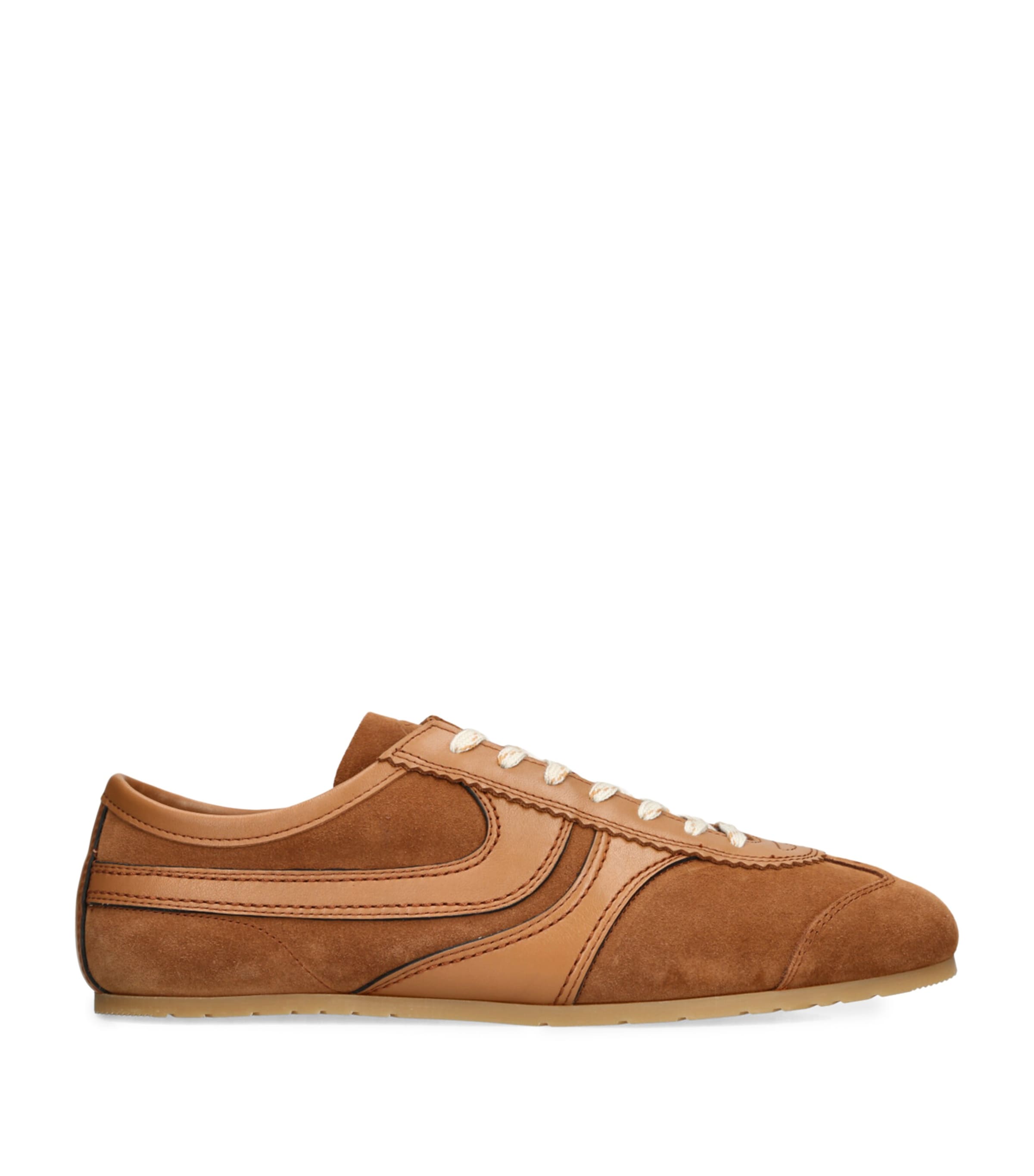 Dries Van Noten Casual Low Top Sneakers With Leather Panels In Brown