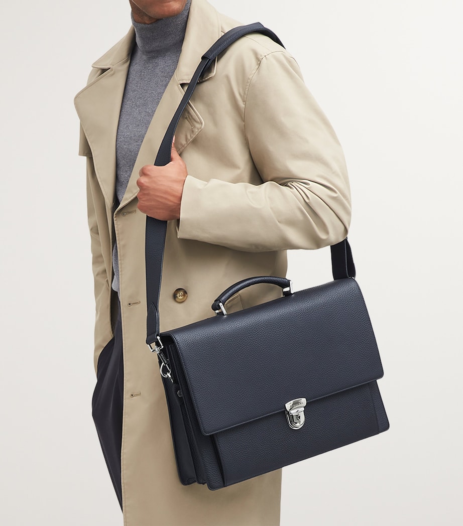 Leather City Laptop Briefcase NAVY Image 2