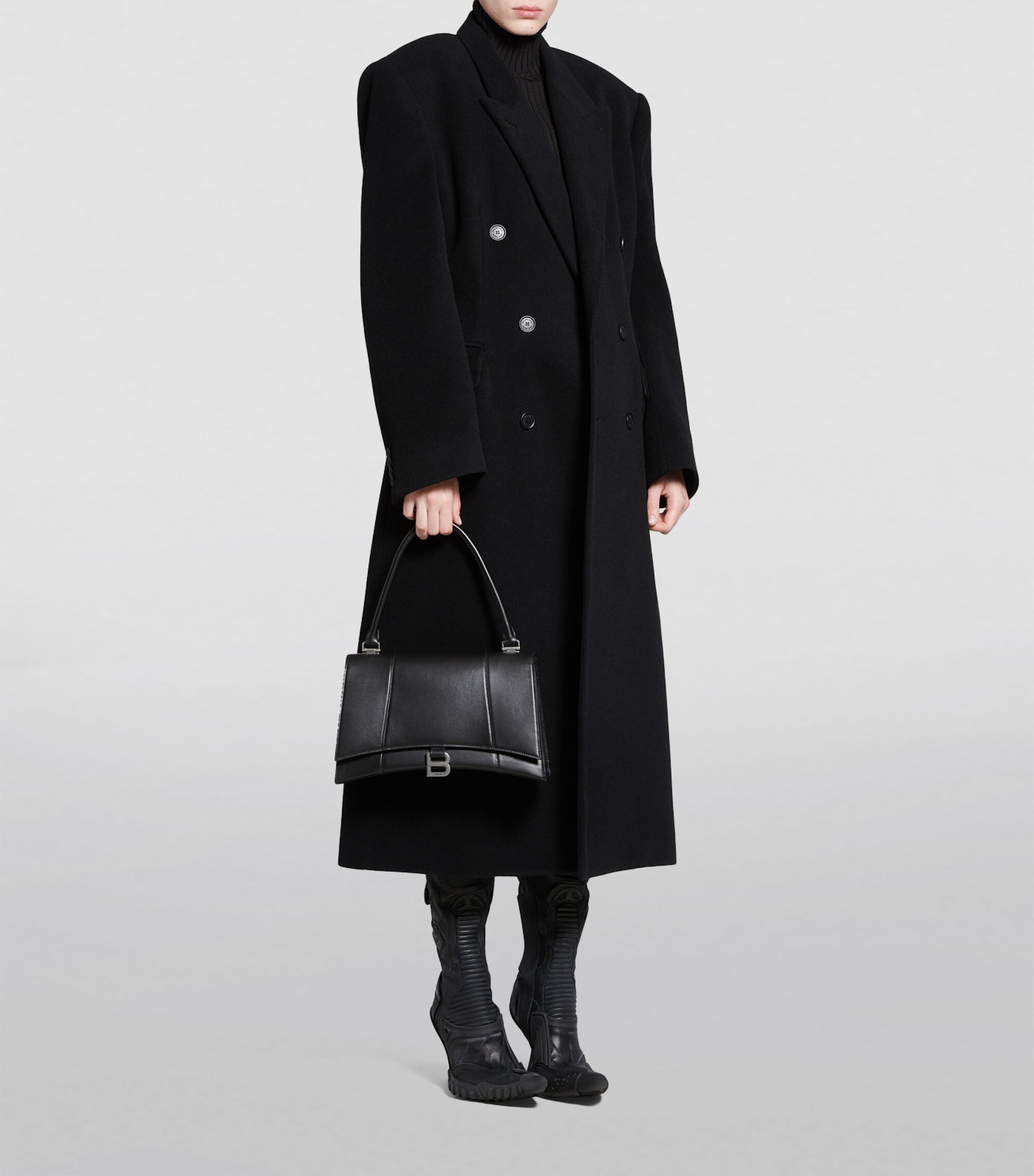 Medium Leather Hourglass Top-Handle Bag 1000 Image 7