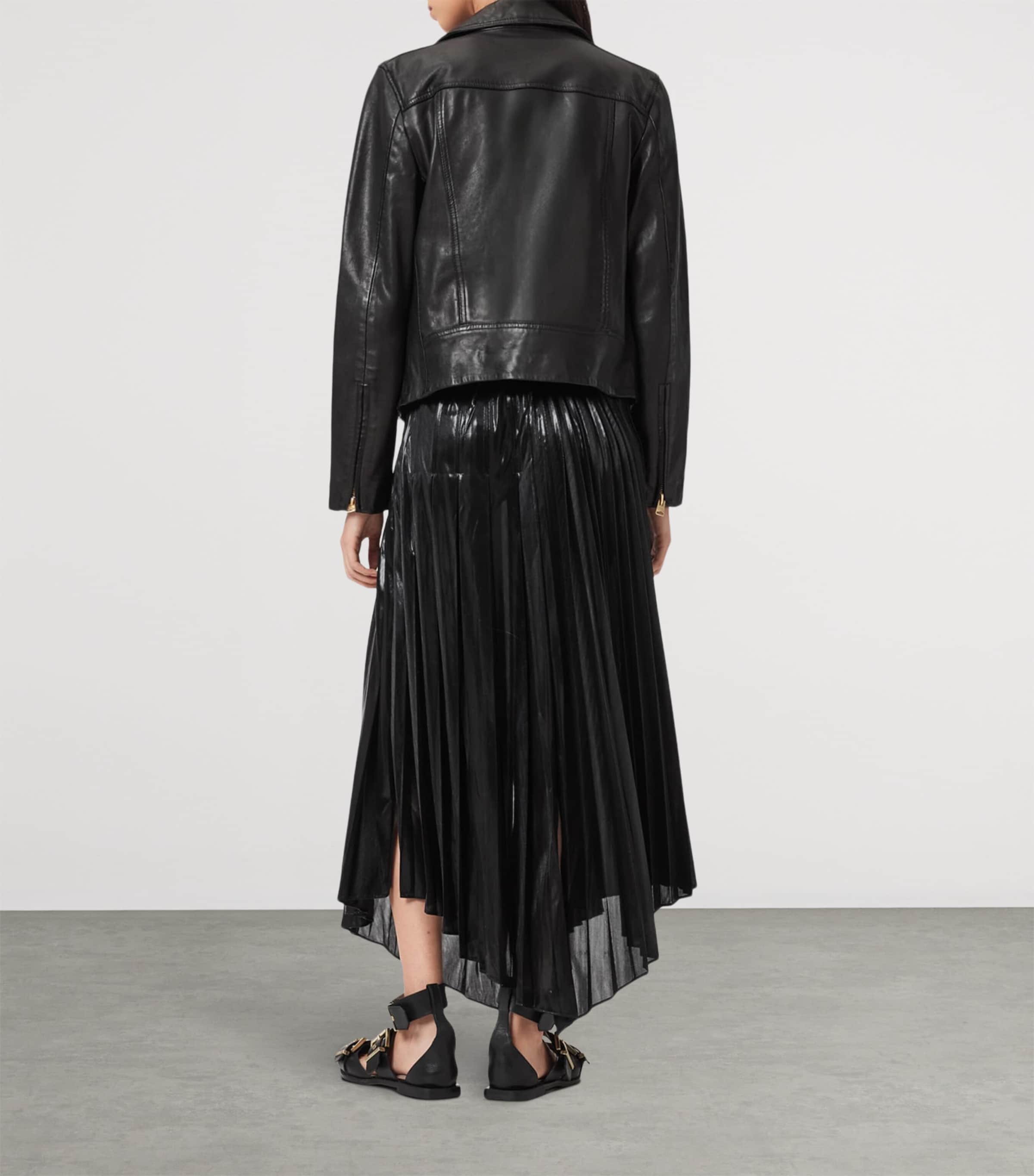 AllSaints Womens Pleated Jax Maxi Skirt Metallic Black Image 7
