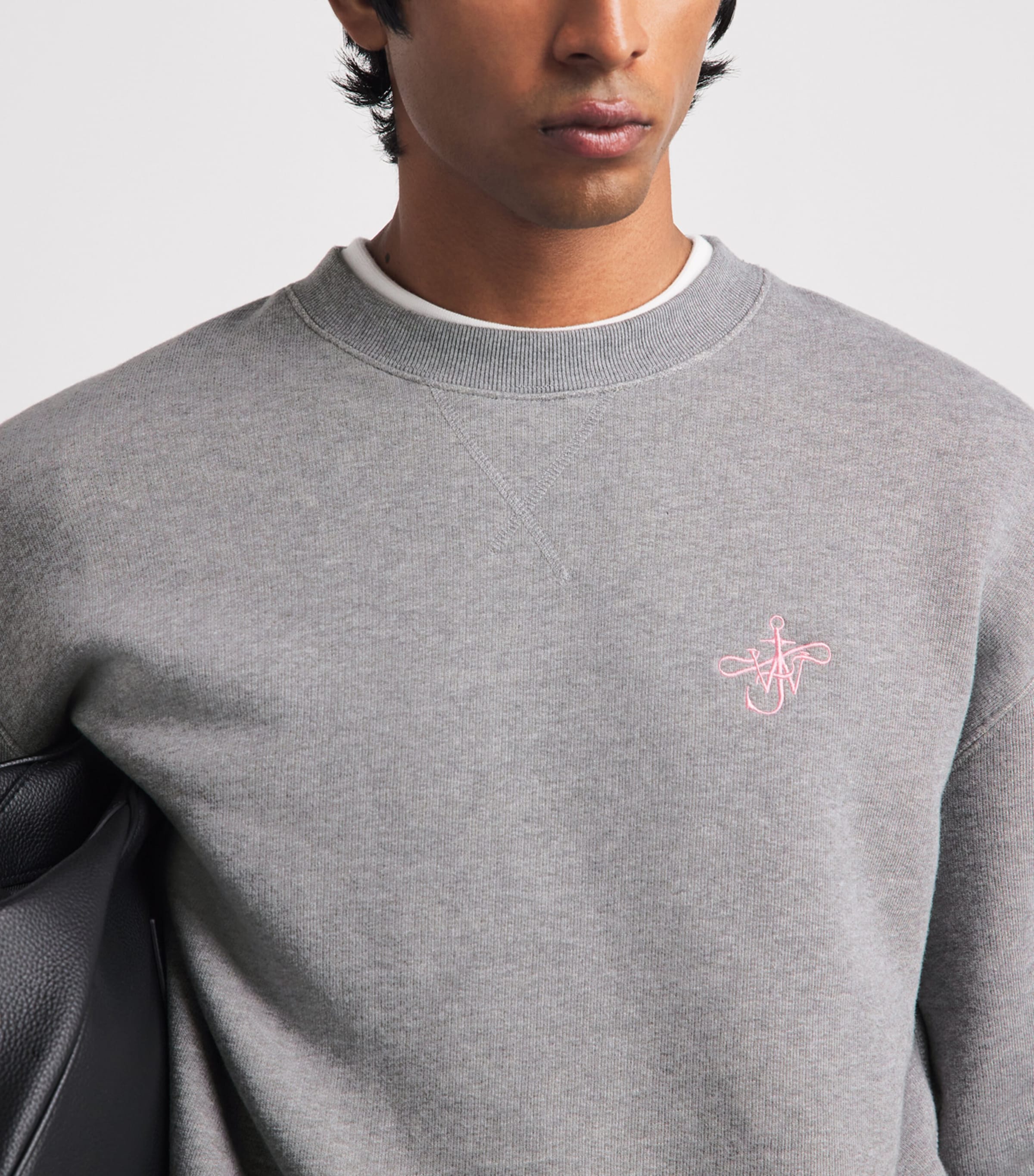JW Anderson Mens Cotton Ribbon Anchor Sweatshirt Mid Grey Mlang Image 3