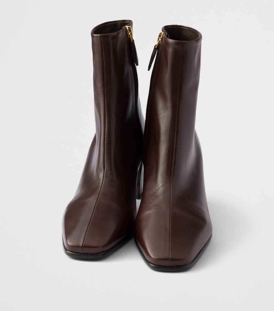 Prada Womens Calfskin Ankle Boots 65 Brown Image 6
