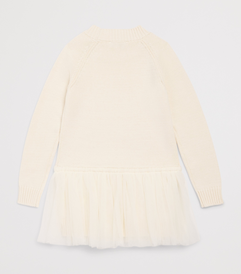 Monnalisa Cotton-Wool Tulle Sweater Dress (2-10 Years) Gardenia Image 2