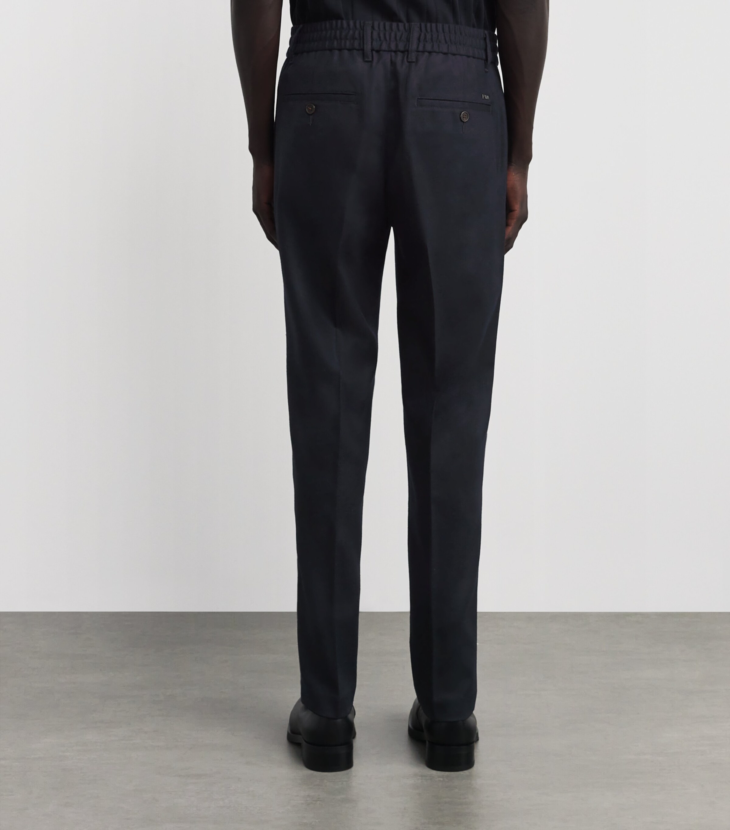 Emporio Armani Blue Stretch-Virgin Wool Trousers | Harrods UK