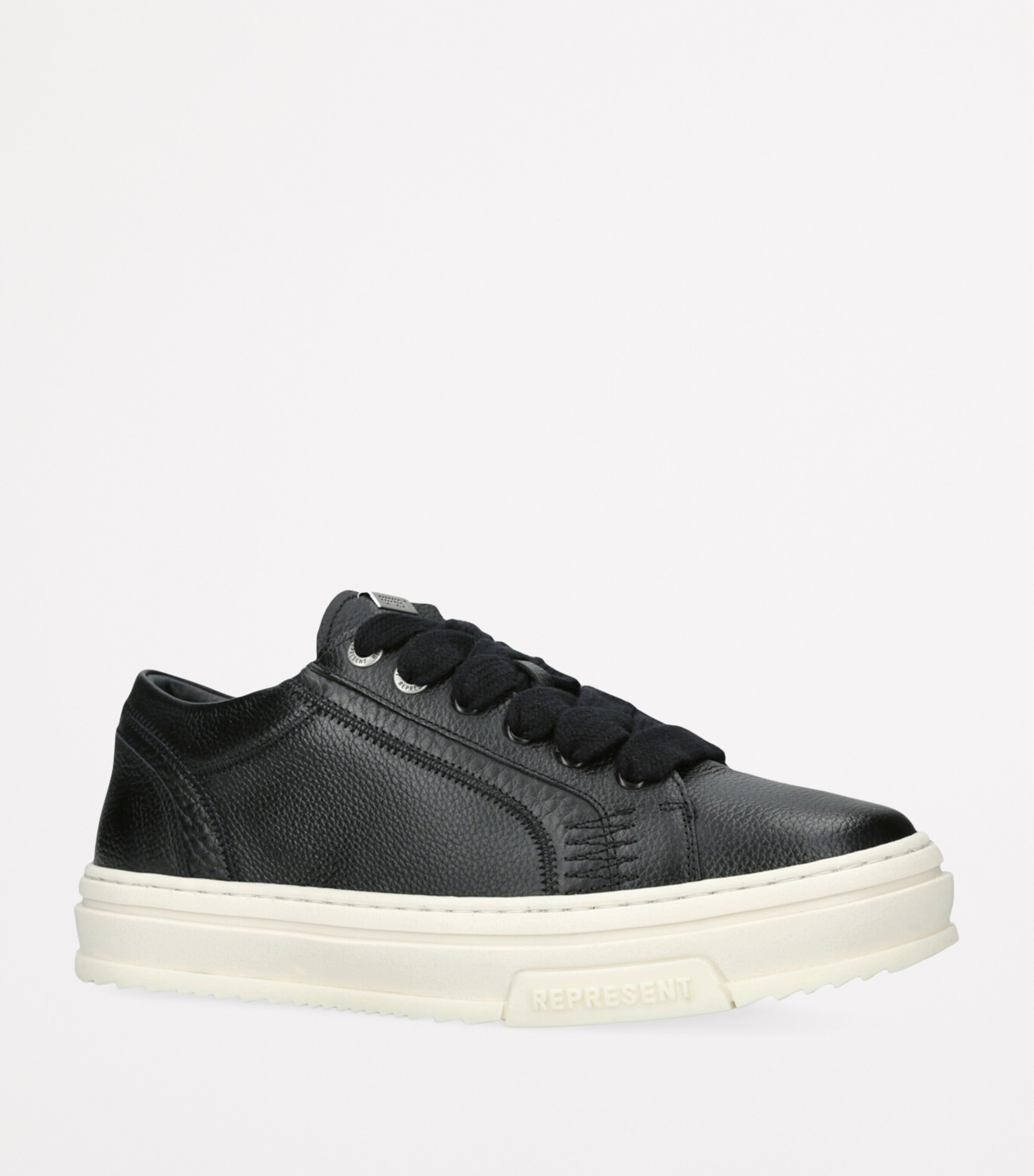 Tumbled Leather HTN Sneakers BLACK Image 3