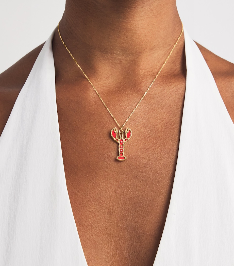 Yellow Gold and Coral Lobster Necklace YELLOW GOLD Image 2