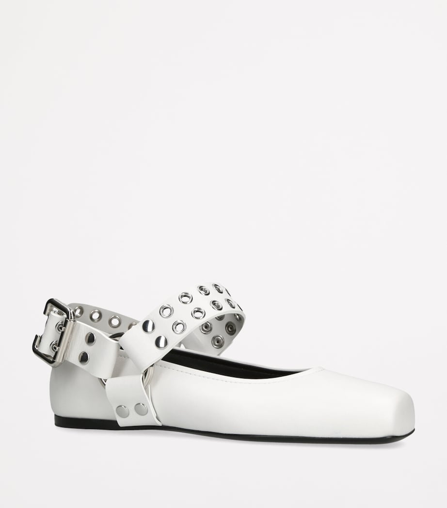 Alaïa Leather Biker Ballet Flats White Image 3