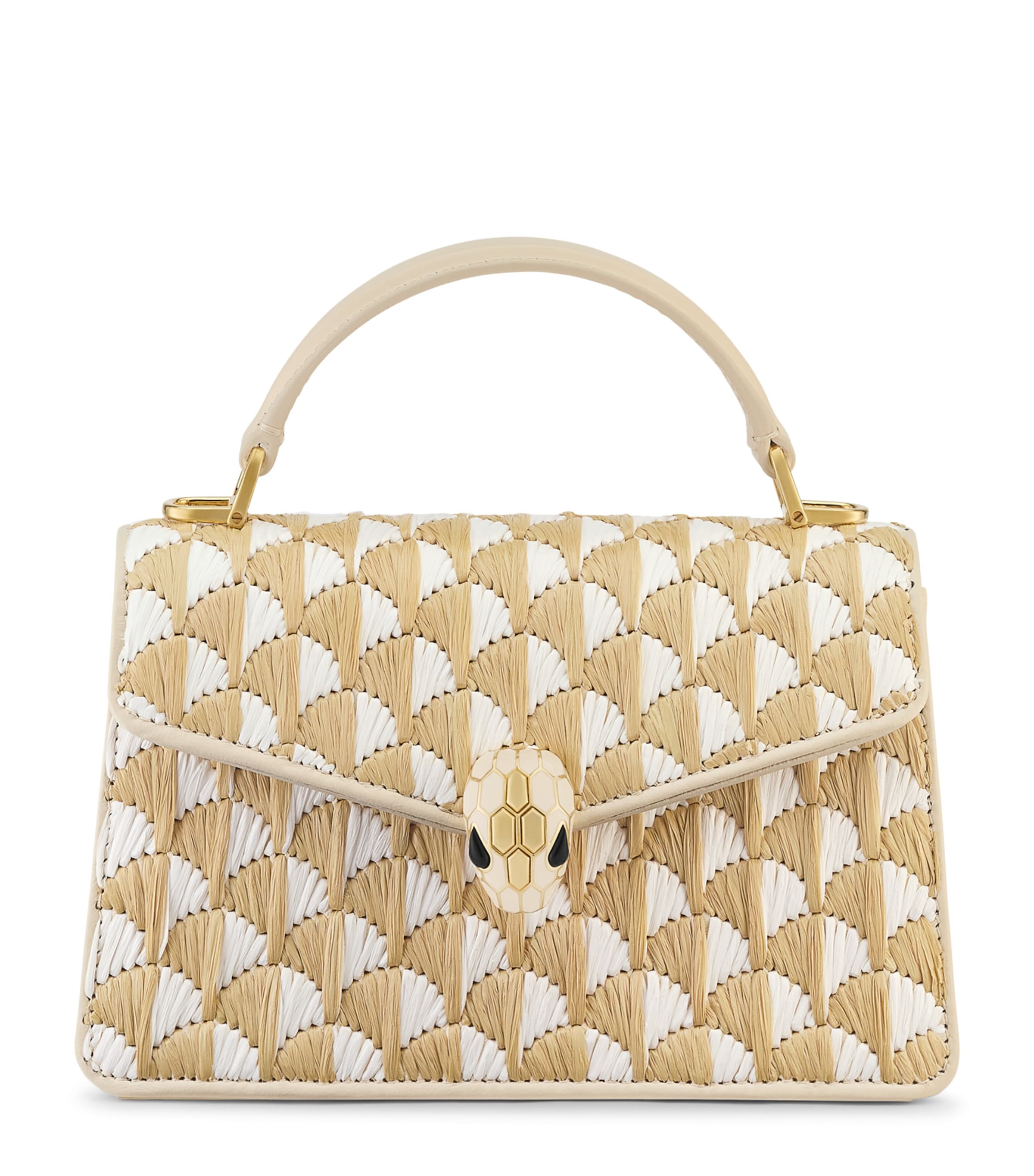 Bvlgari Mini Raffia Serpenti Forever Top-Handle Bag Beige Medium Image 1