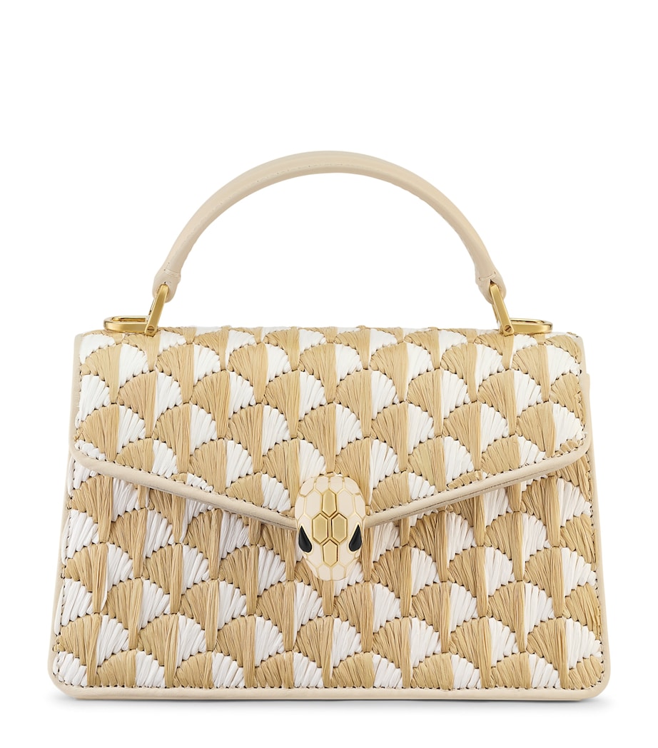 Bvlgari Mini Raffia Serpenti Forever Top-Handle Bag Beige Medium Image 1