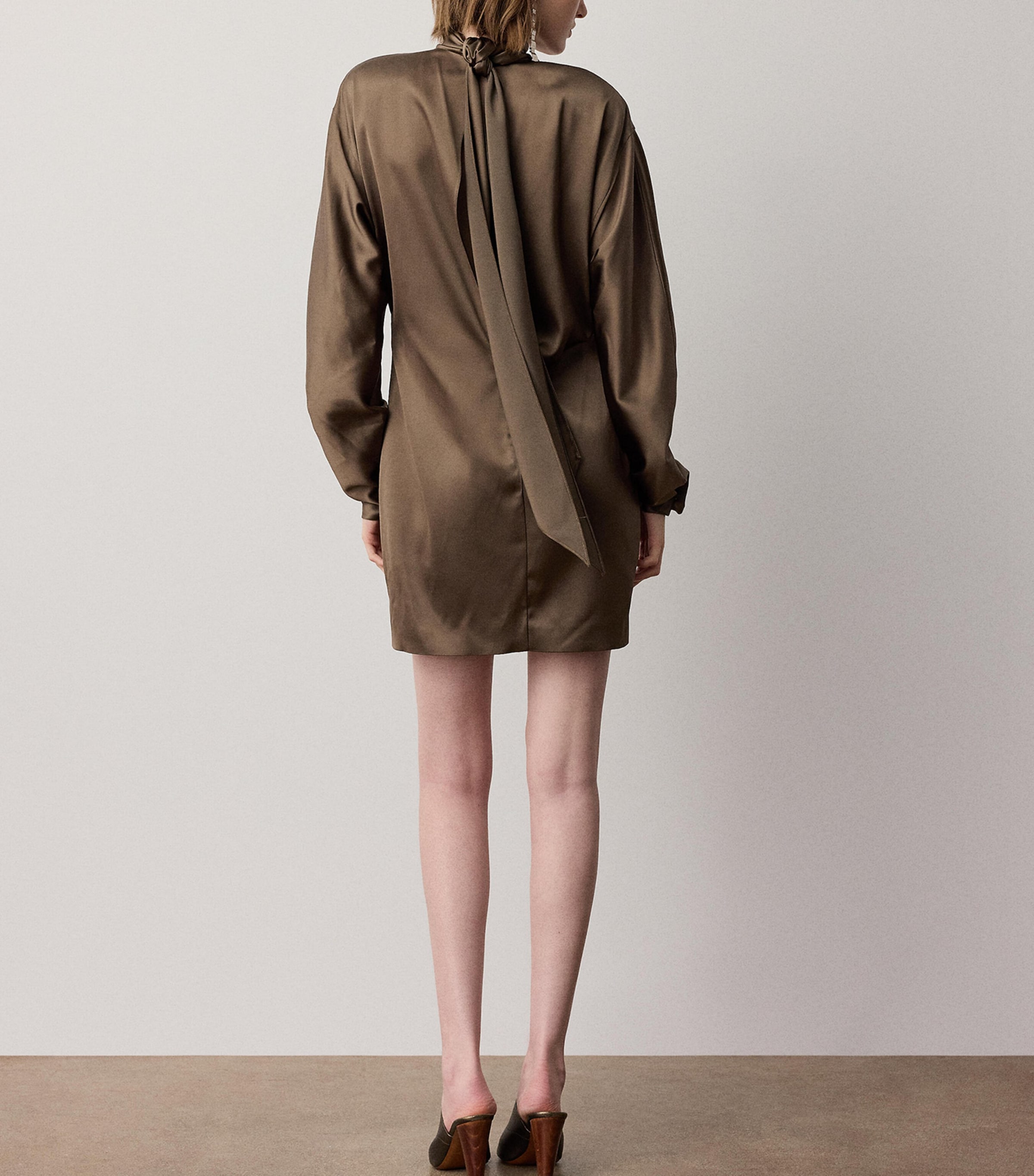 Ralph Lauren Collection Womens Satin High-Neck Candi Mini Dress Portobello Image 5