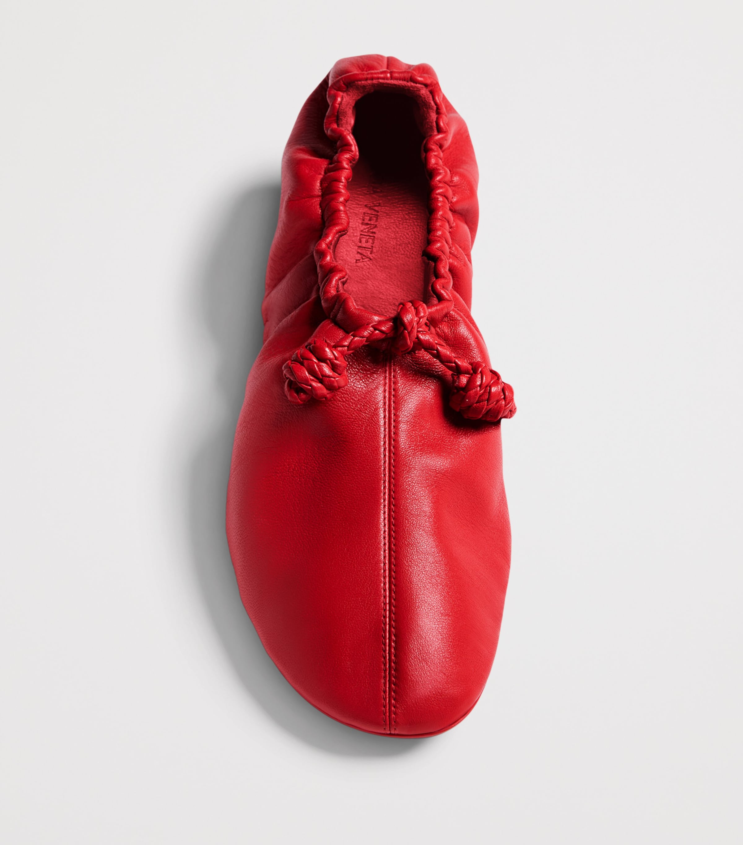 Bottega Veneta Leather Scrunched Ballet Flats Image 3