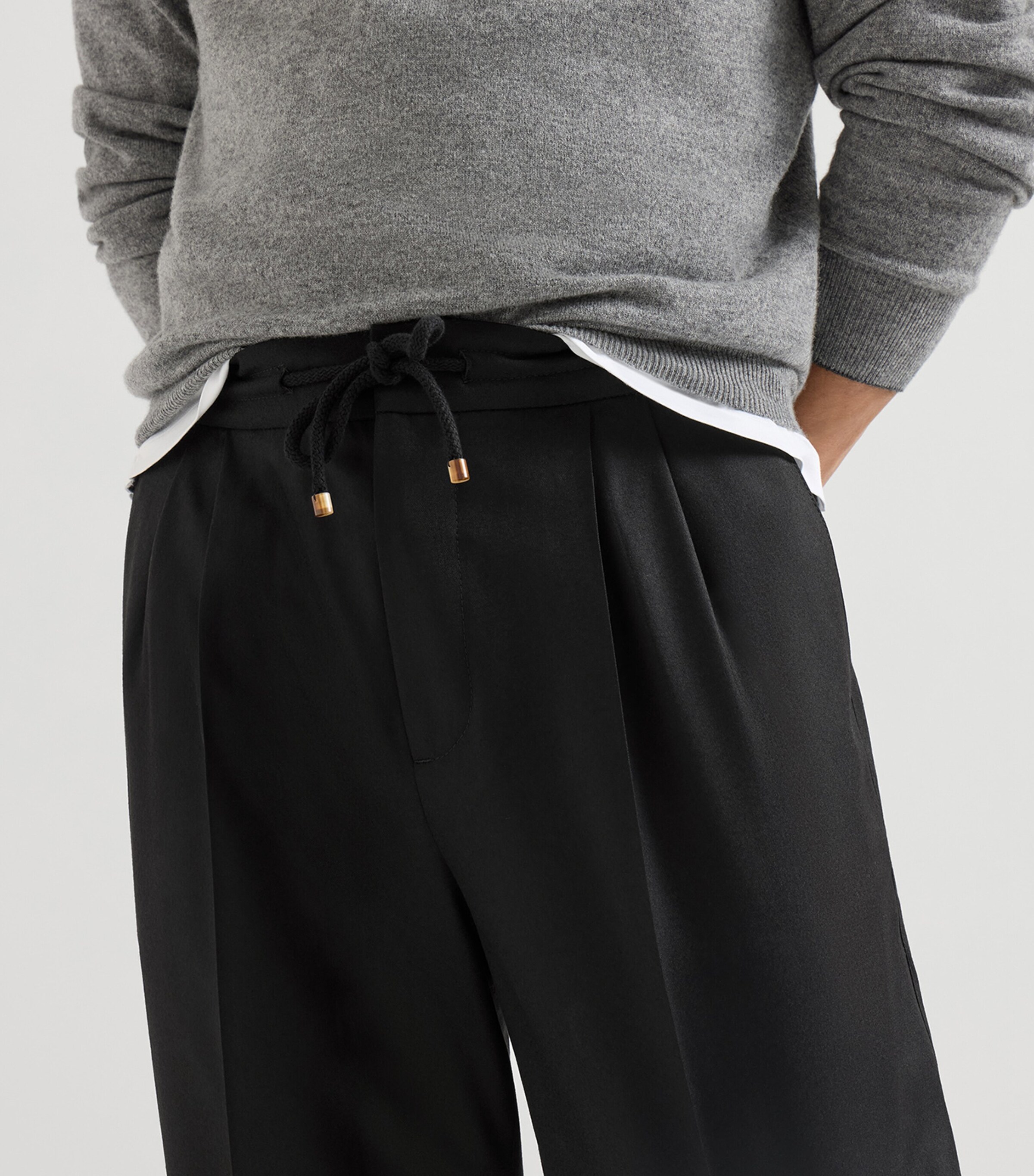 Brunello Cucinelli Black Virgin Wool Flannel Trousers | Harrods TW