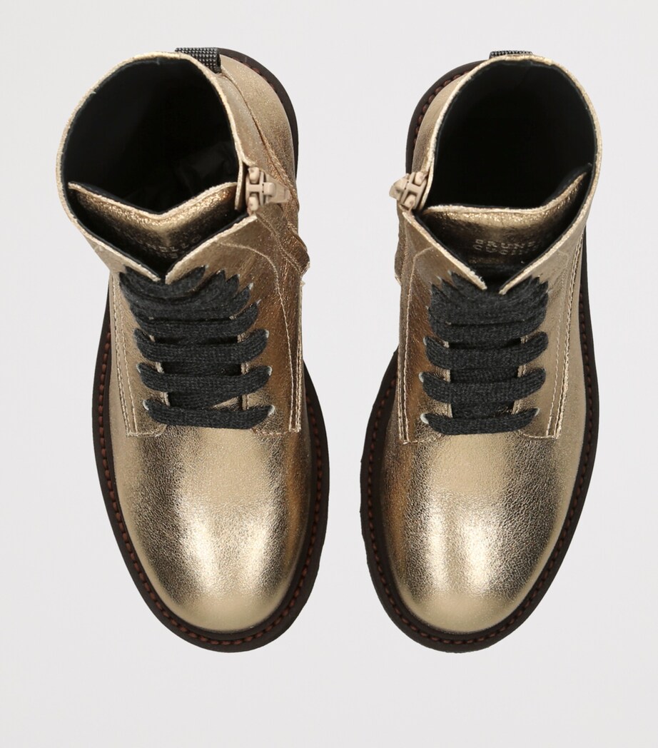 Leather Metallic Ankle Boots GOLD Image 4