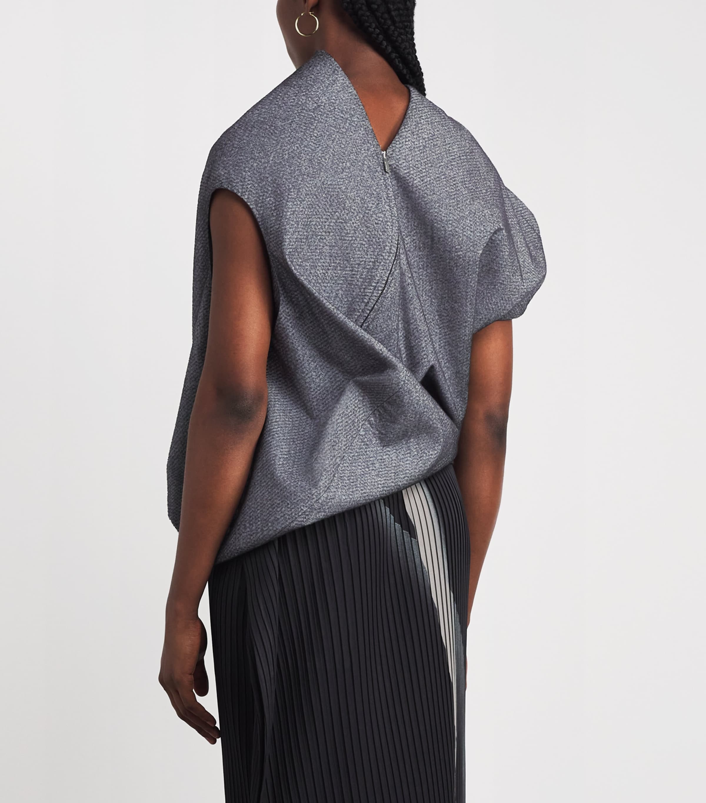 Issey Miyake Womens Reflection Asymmetric Top Grey Image 5