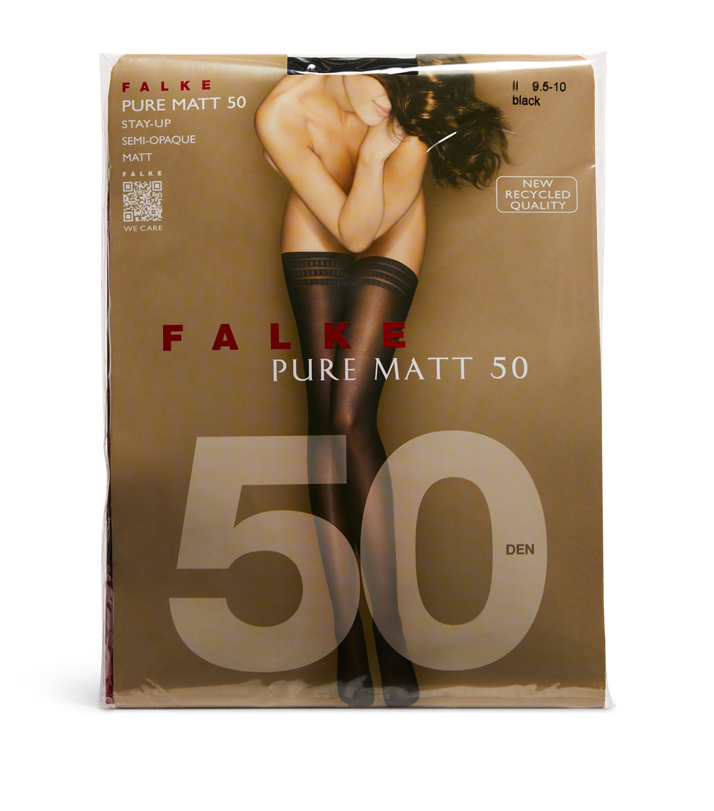 Falke Pure Matt 50 Hold-up Stockings In Black