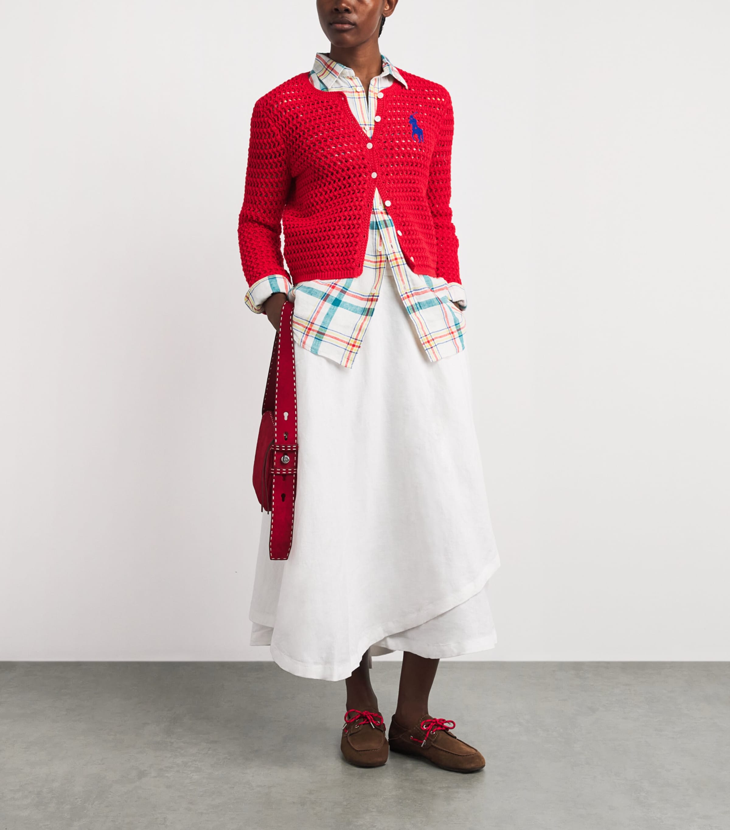 Polo Ralph Lauren Womens Cotton Crocheted Cardigan Petal Rose Image 2