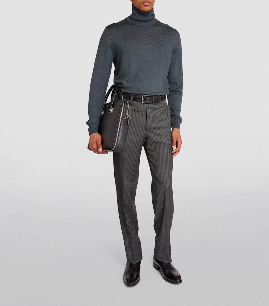 Canali Mens Wool Morning Suit Trousers Grey Image 2