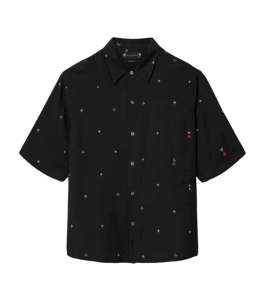 AllSaints Mens Short-Sleeve Cardsuit Shirt Black Image 1
