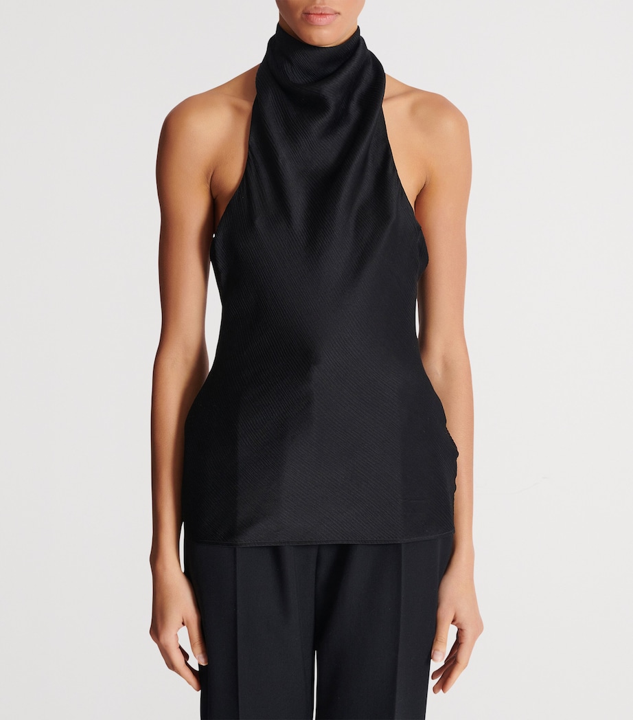 Silk Crepe Halterneck Top 0PA NOIR Image 2