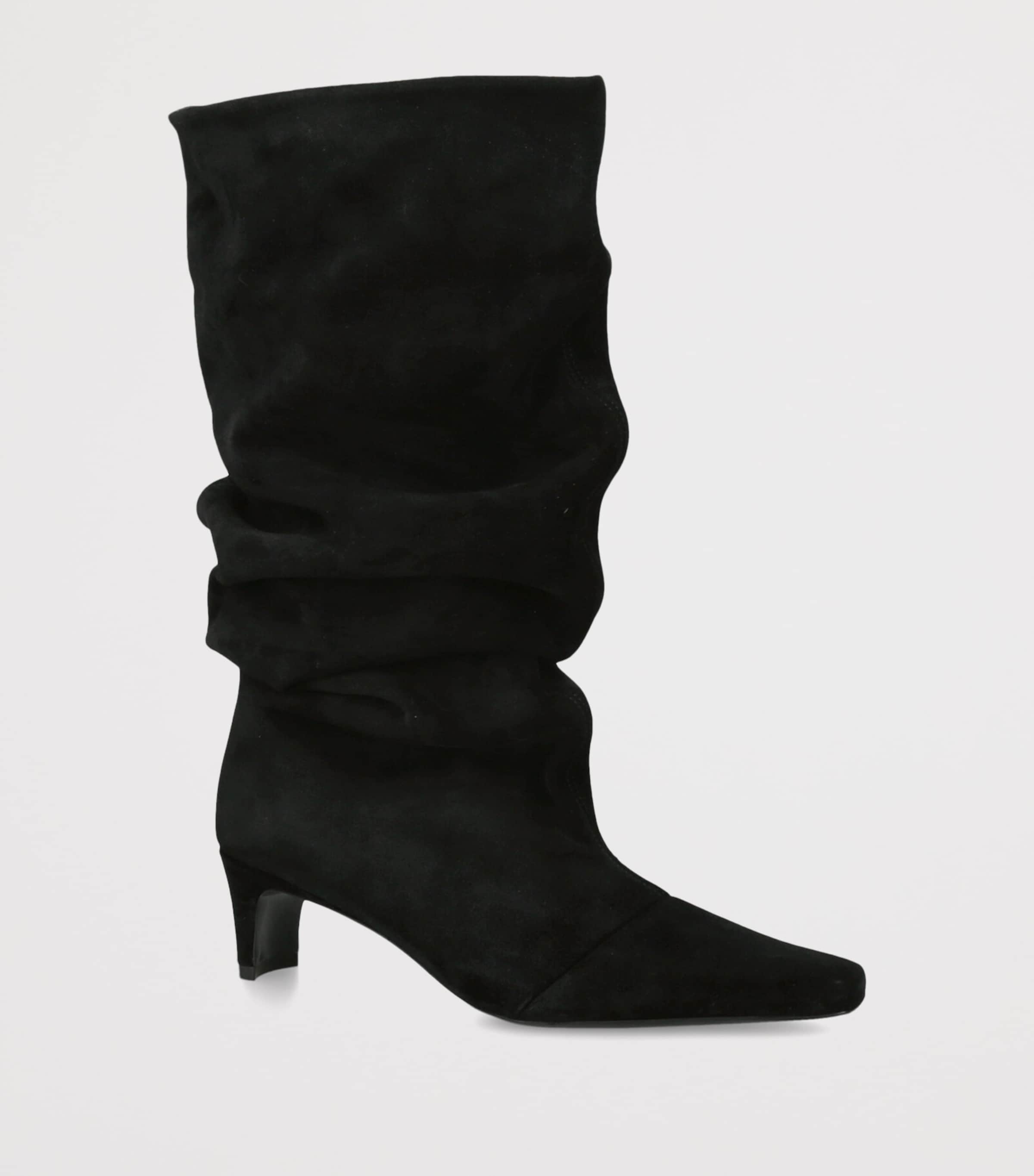 STAUD Suede Wally Slouch Heeled Boots 55 Black Image 2