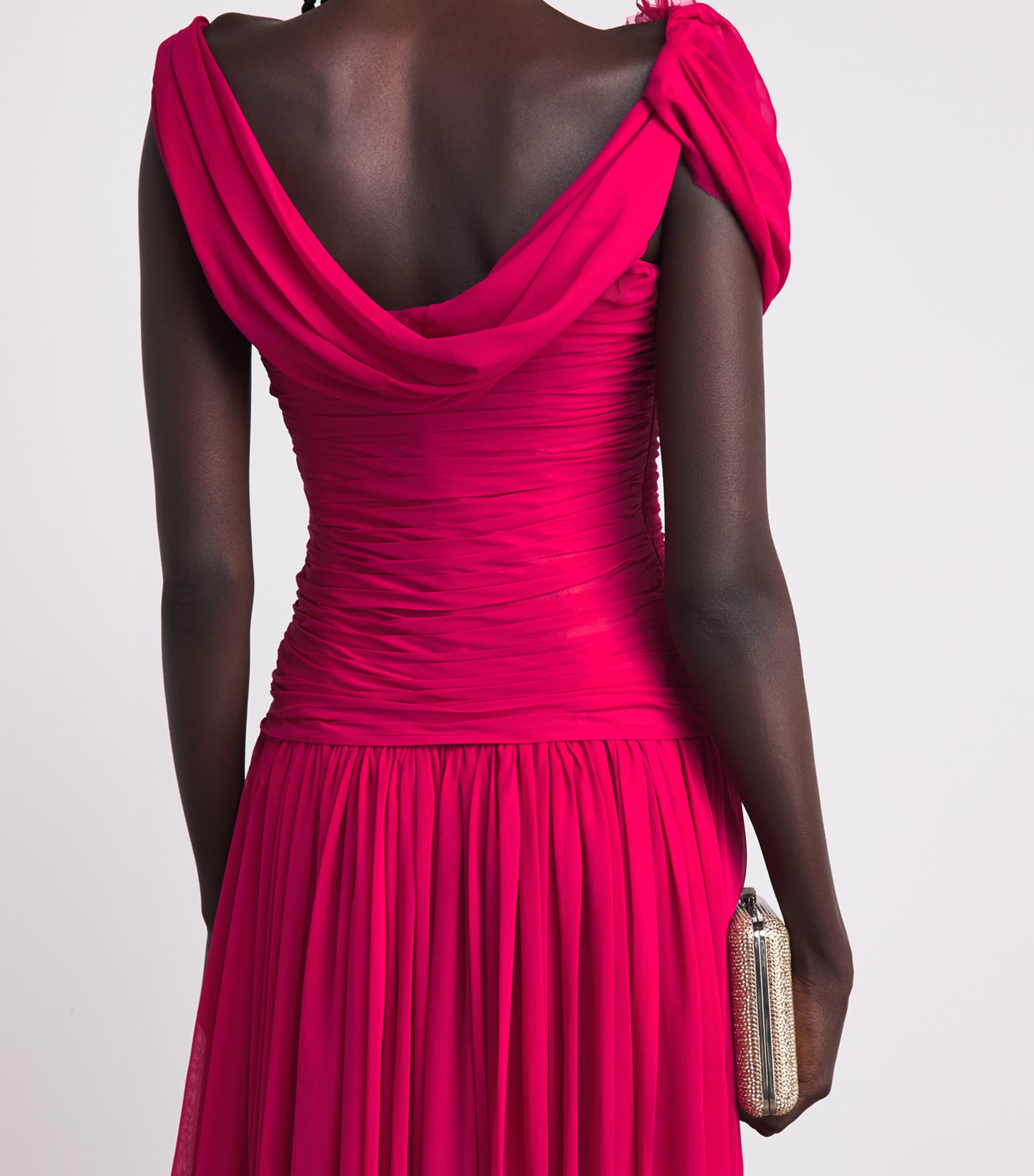 Carolina Herrera Womens Silk Chiffon Floral Embellished Gown Cranberry Image 5