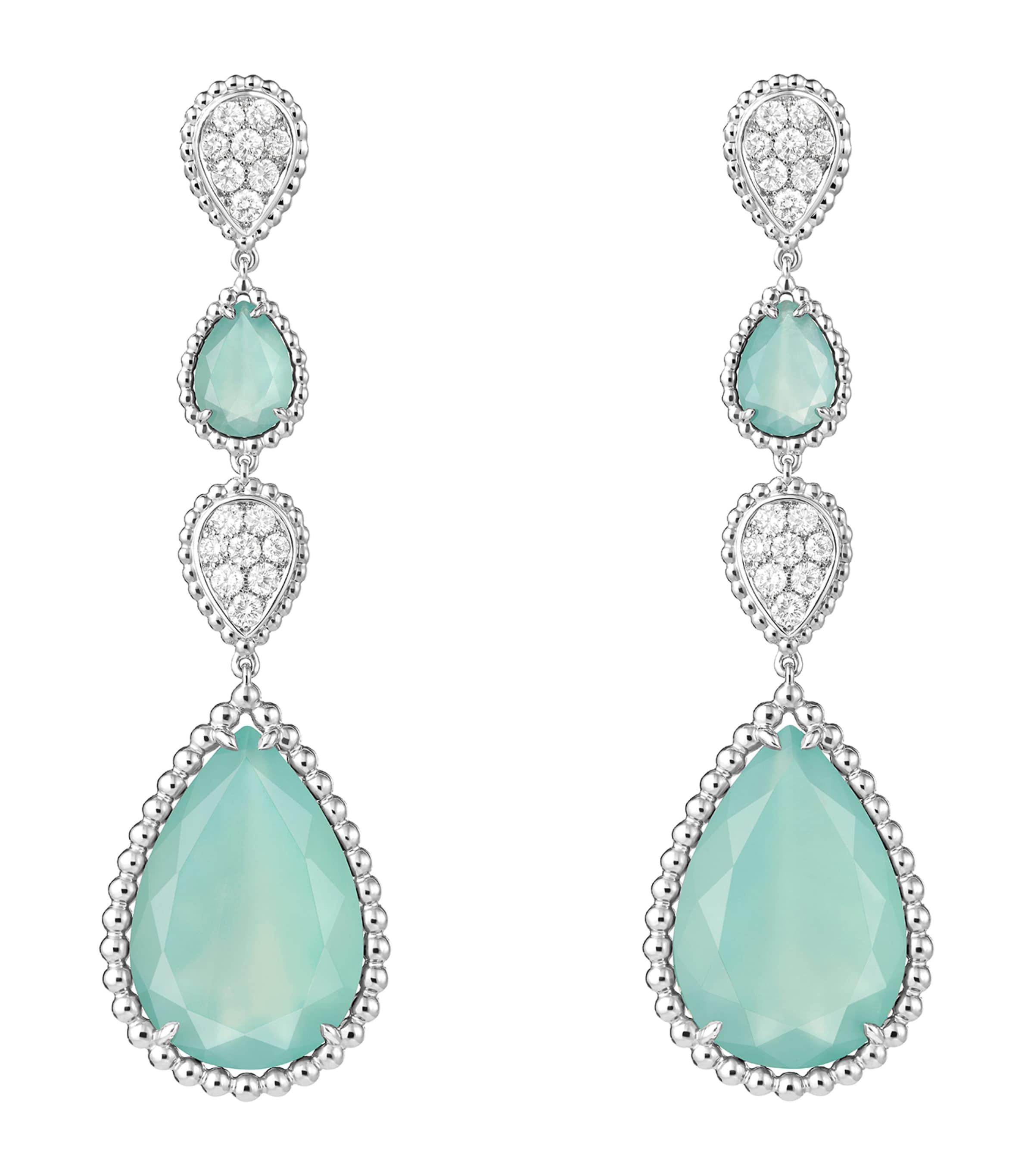 Shop Boucheron White Gold And Diamond Serpent Bohème Couleur Earrings In Blue