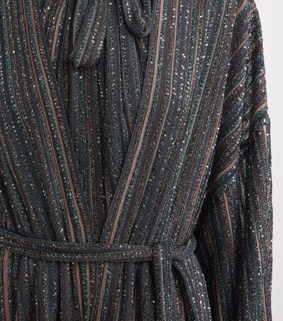 Missoni Womens Sequin-Embellished Stripe Cardigan Drk Brown Tone Image 3