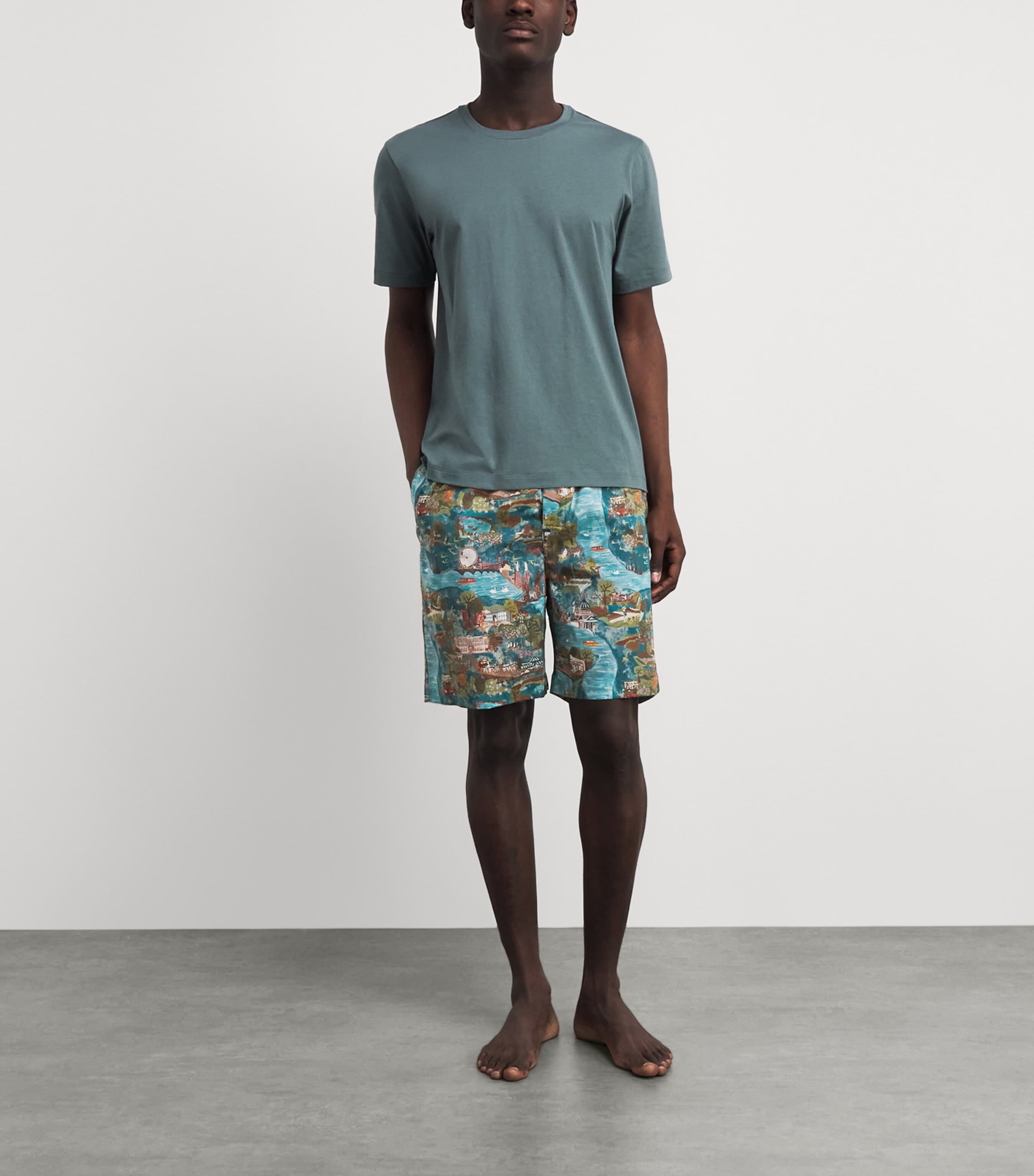 Derek Rose Mens Printed Ledbury Lounge Shorts Mul Image 2