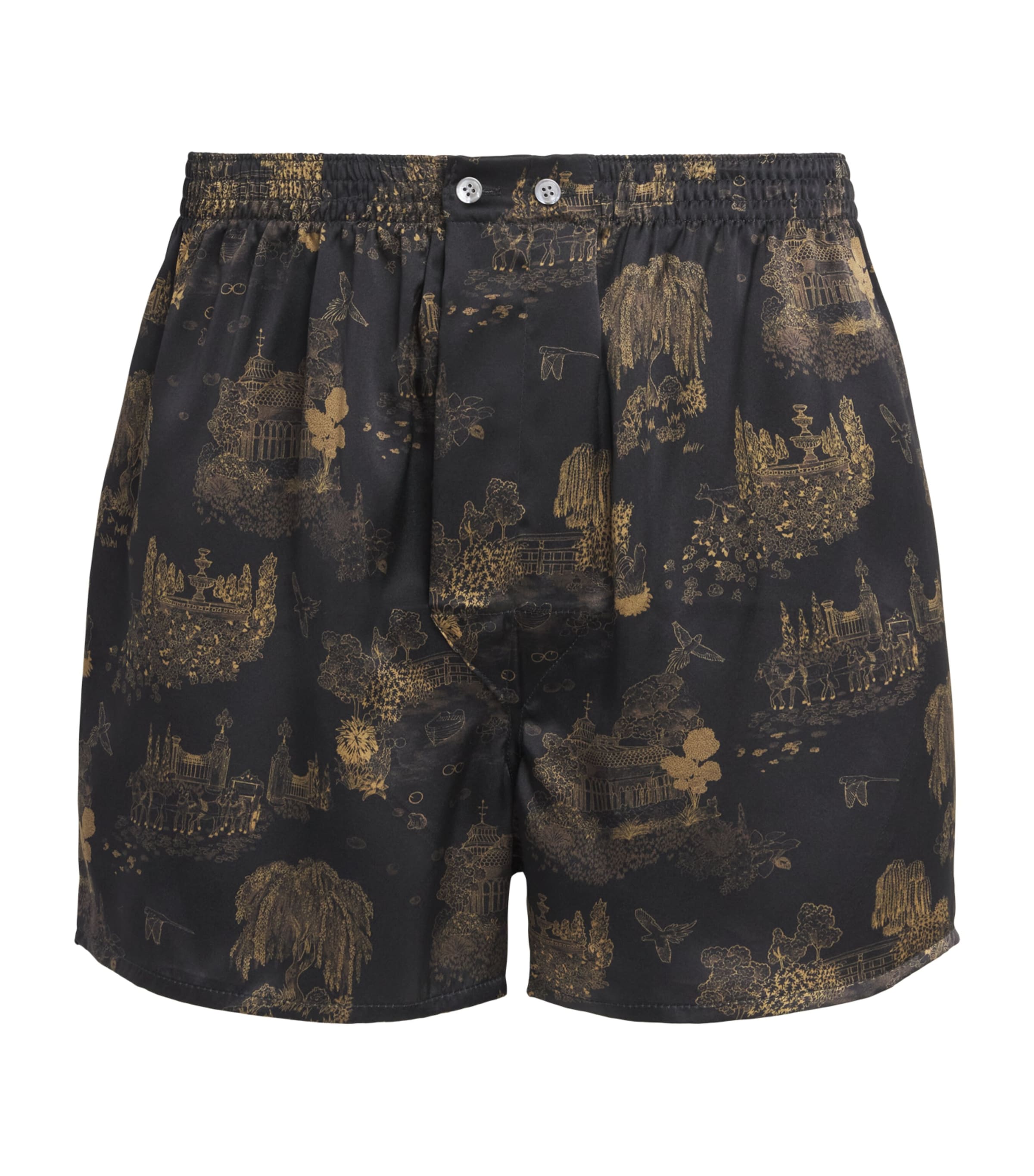 Derek Rose Mens Silk Brindisi Boxer Shorts Bla Image 1