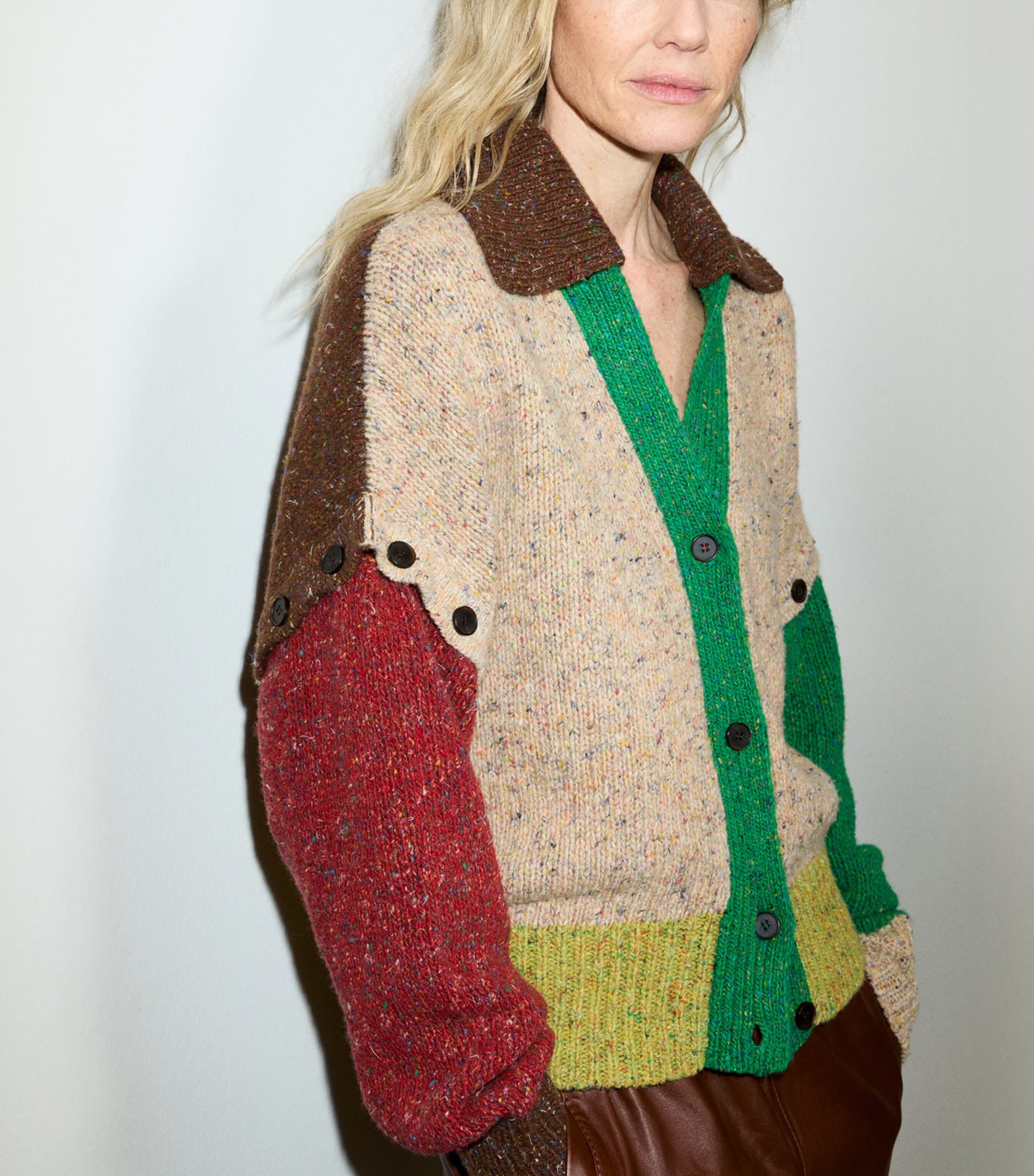MAX&Co. Womens Wool Block-Colour Cardigan Green Image 5