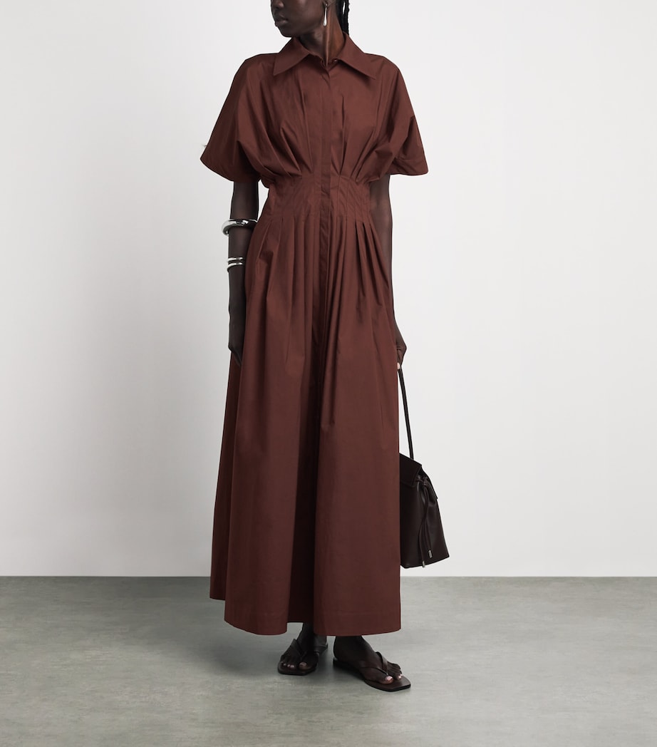 Palmer//Harding Womens Cotton Courage Maxi Shirt Dress Burgdandy Cttn Pplin Image 2