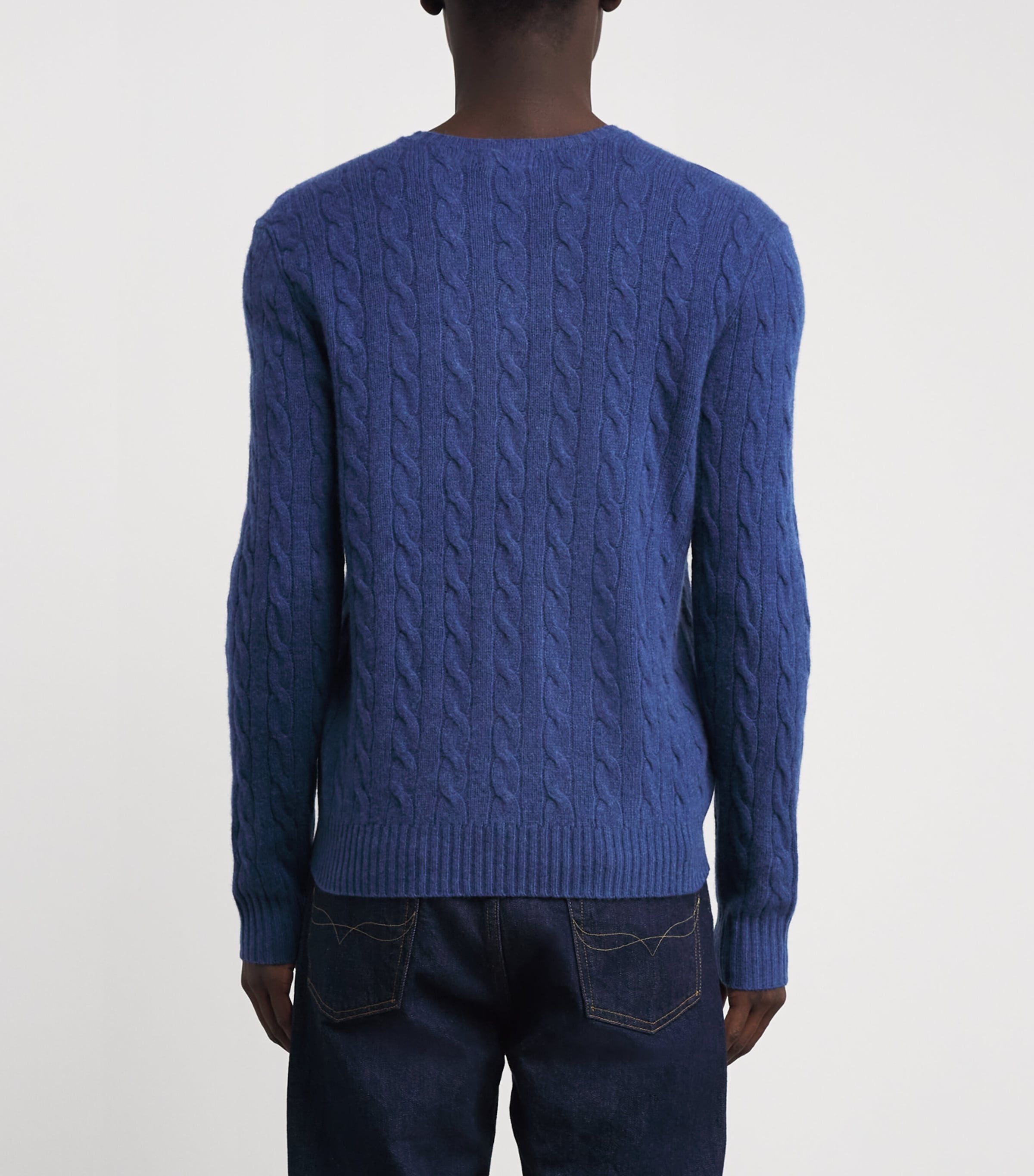Polo Ralph Lauren Mens Wool-Cashmere Cable-Knit Sweater Navy Image 4