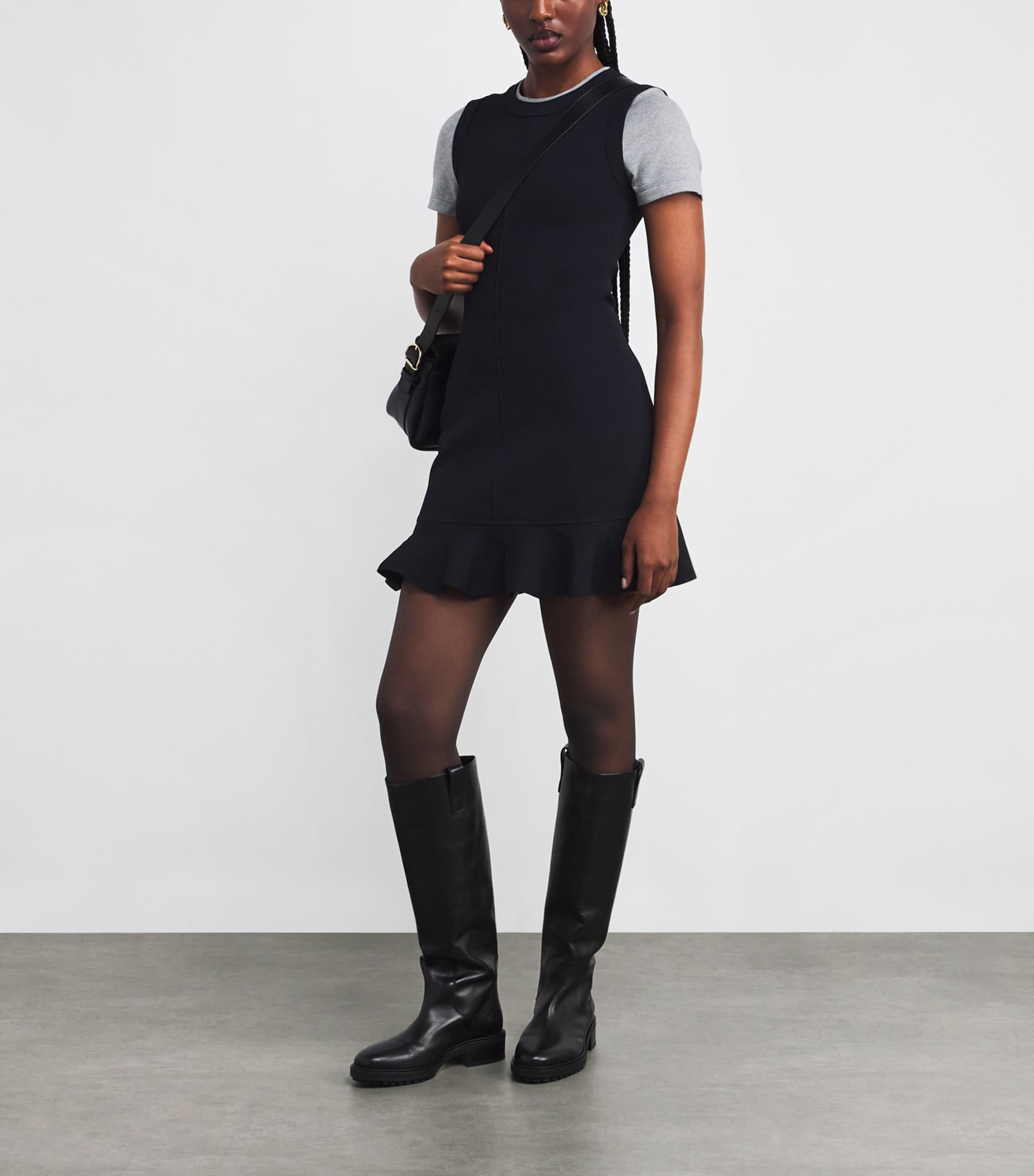 Knit Contrast-Sleeve Mini Dress NAVY BLUE Image 2