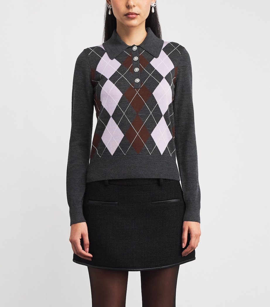 Wool Argyle Sweater GREY Image 3