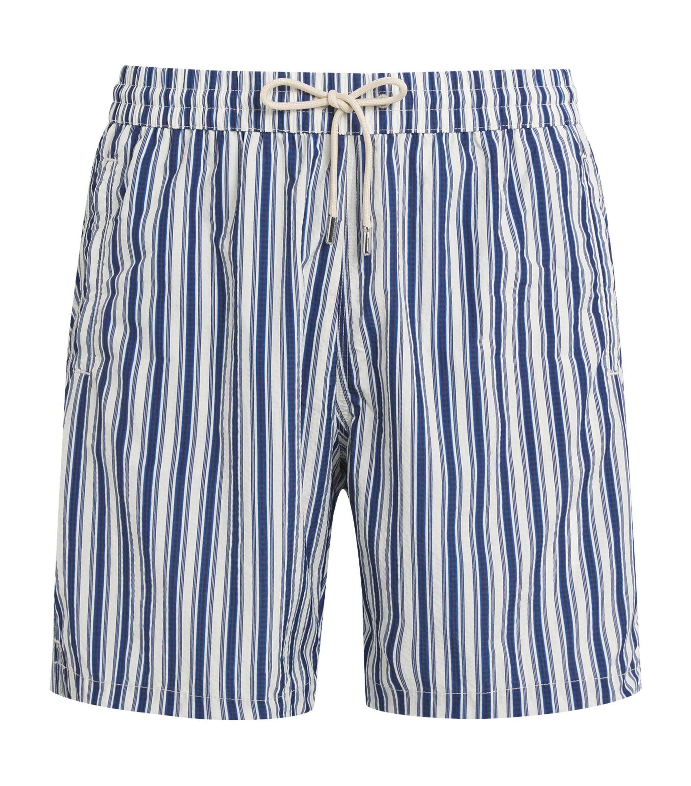 JACOB COHËN Mens Stripe Swim Shorts Blu Notte Image 1