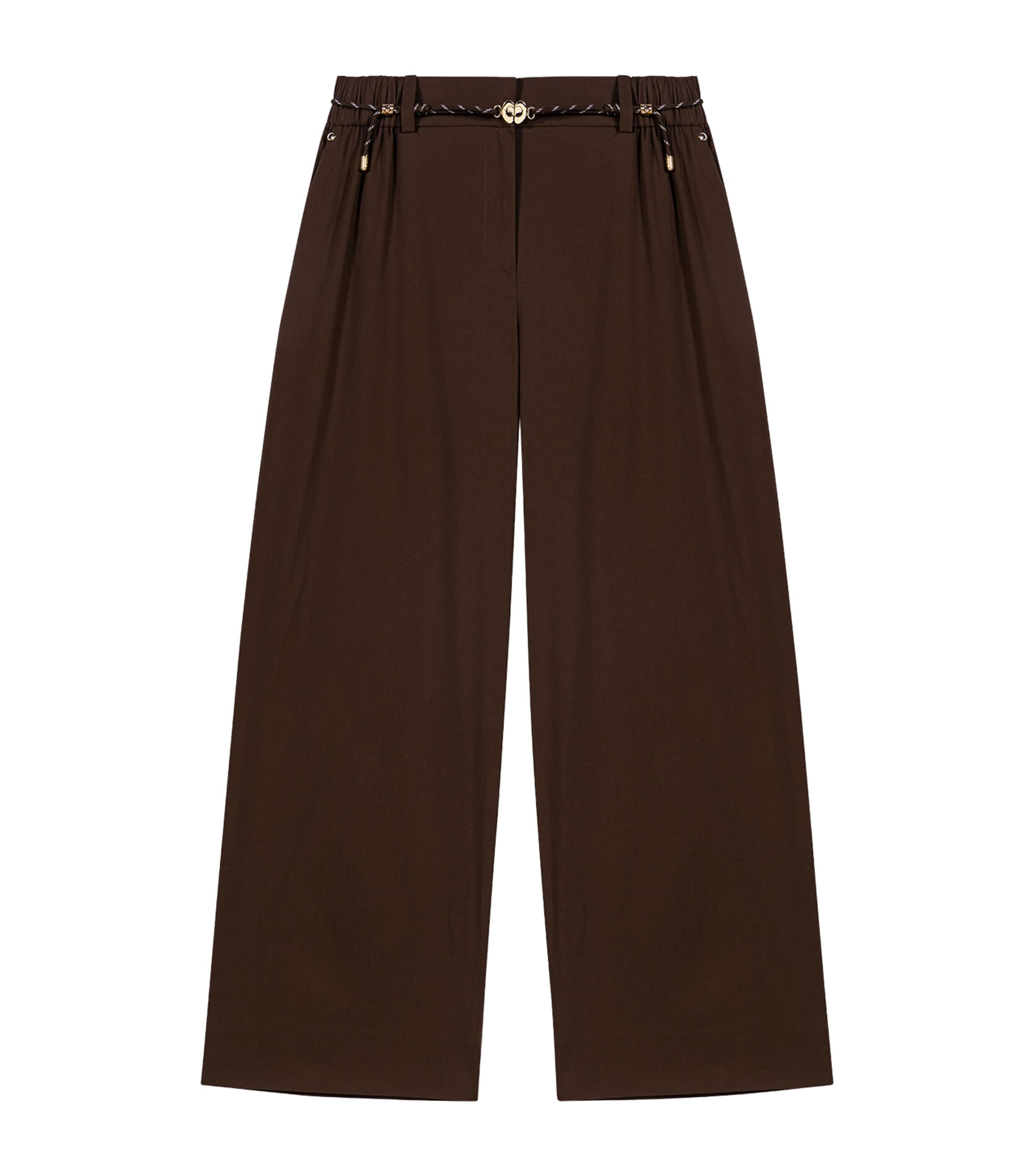 Maje Womens Cropped Wide-Leg Trousers Brown Image 1