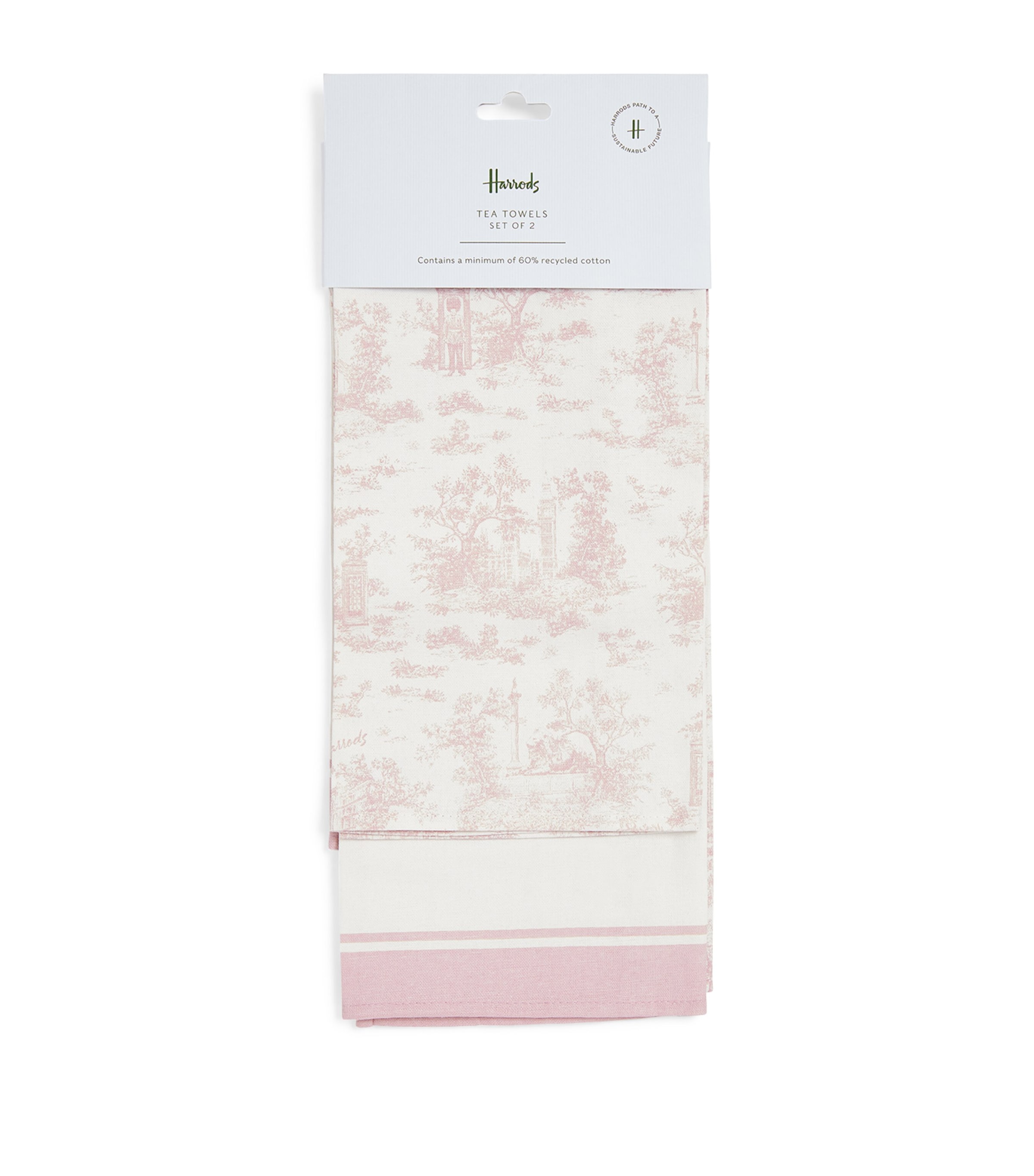 Harrods Toile Tea Towels In Pink