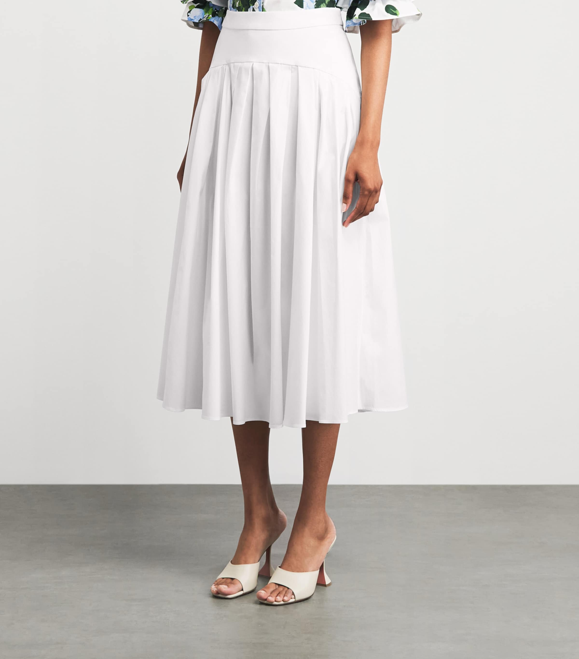 Carolina Herrera Womens Drop-Waist Midi Skirt White Image 4
