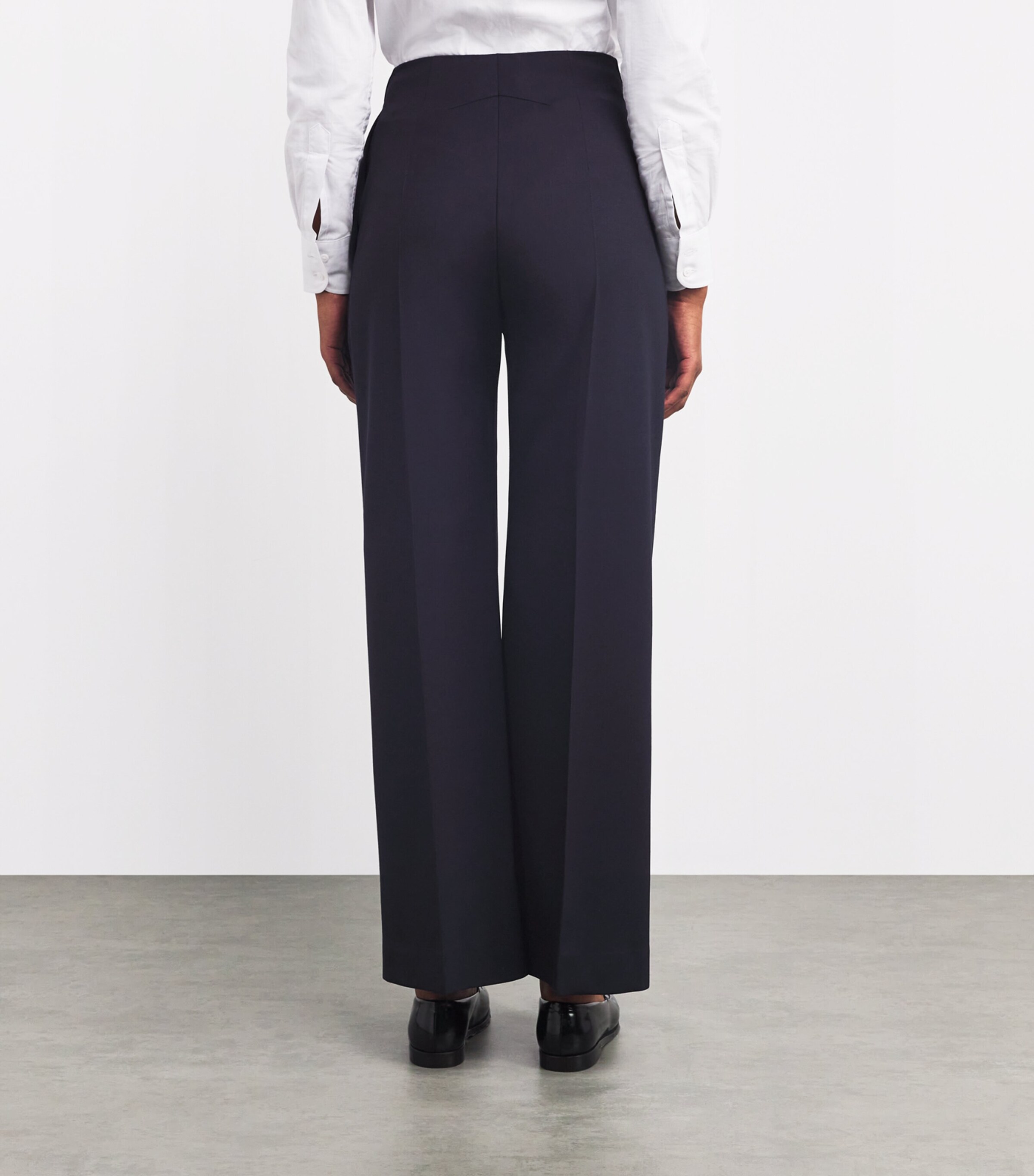 Patou Womens Virgin Wool Straight Trousers Navy Black Image 4