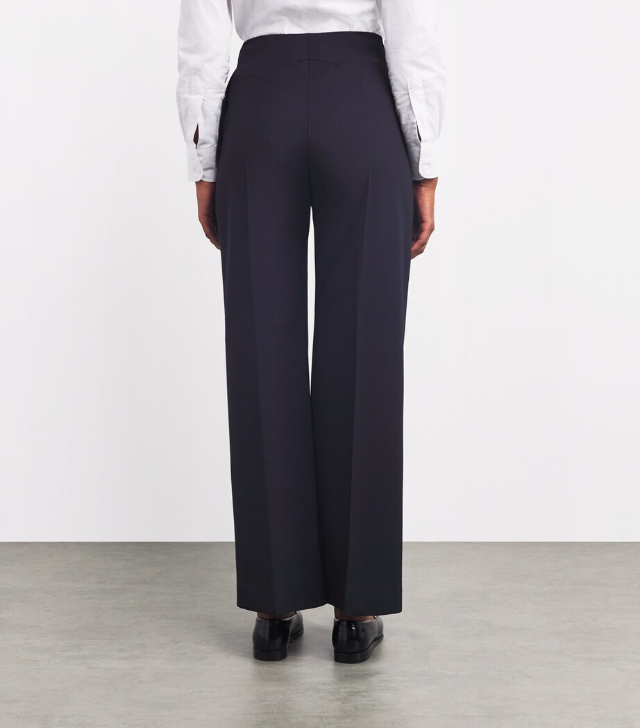 Patou Womens Virgin Wool Straight Trousers Navy Black Image 4