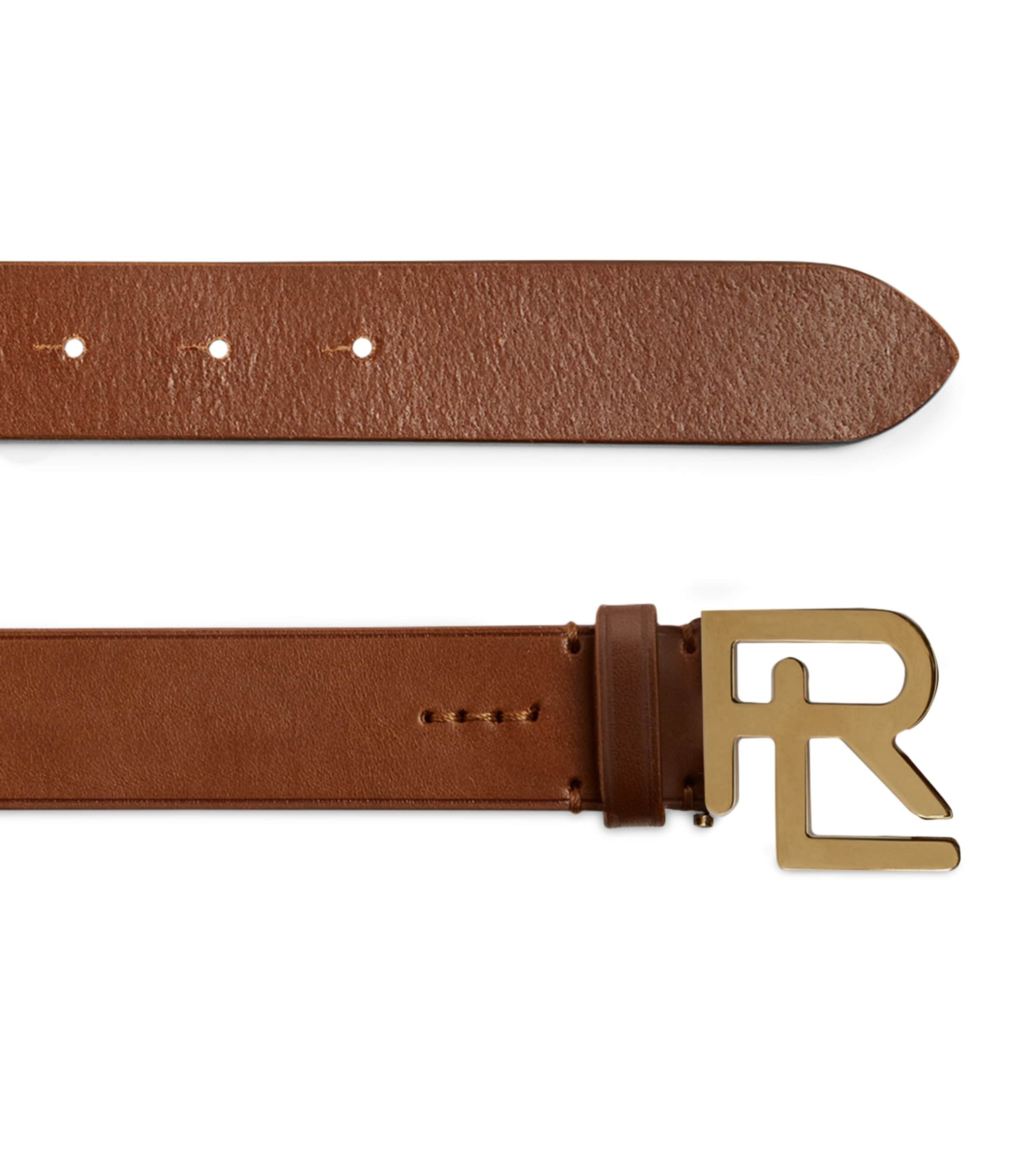 Ralph Lauren Collection Wide Stacked RL Monogram Buckle Cherry Calfskin Belt Styled over #RLCollection main image 2
