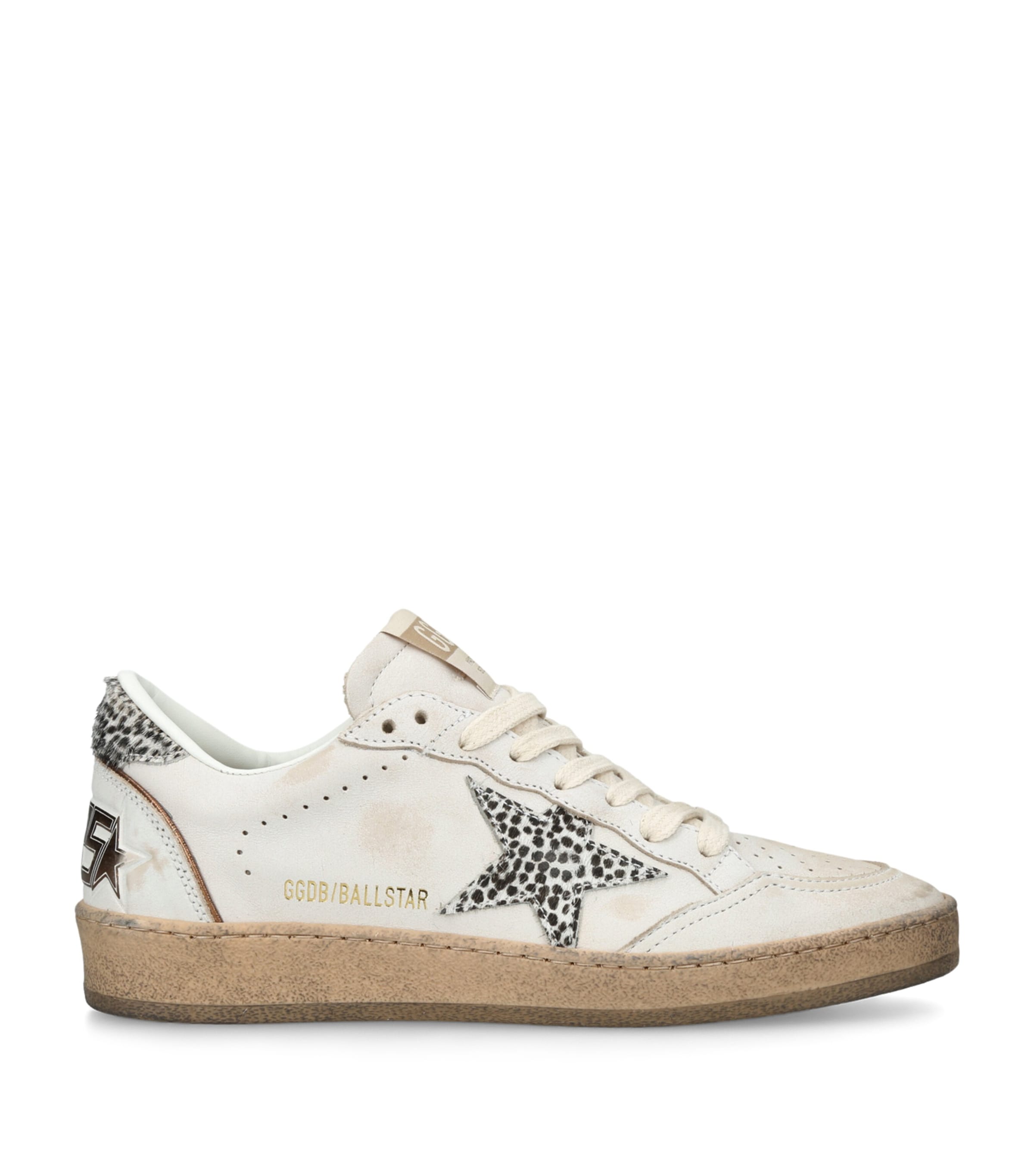 Golden Goose Leather Dalmation Ballstar Sneakers In White