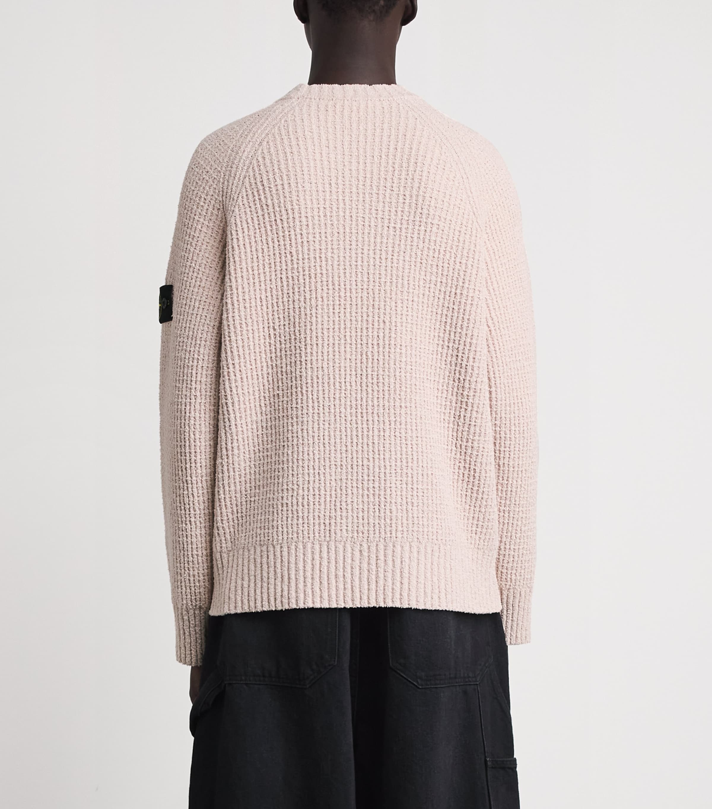 Stone Island Mens Bouclé Compass Patch Sweater Image 5