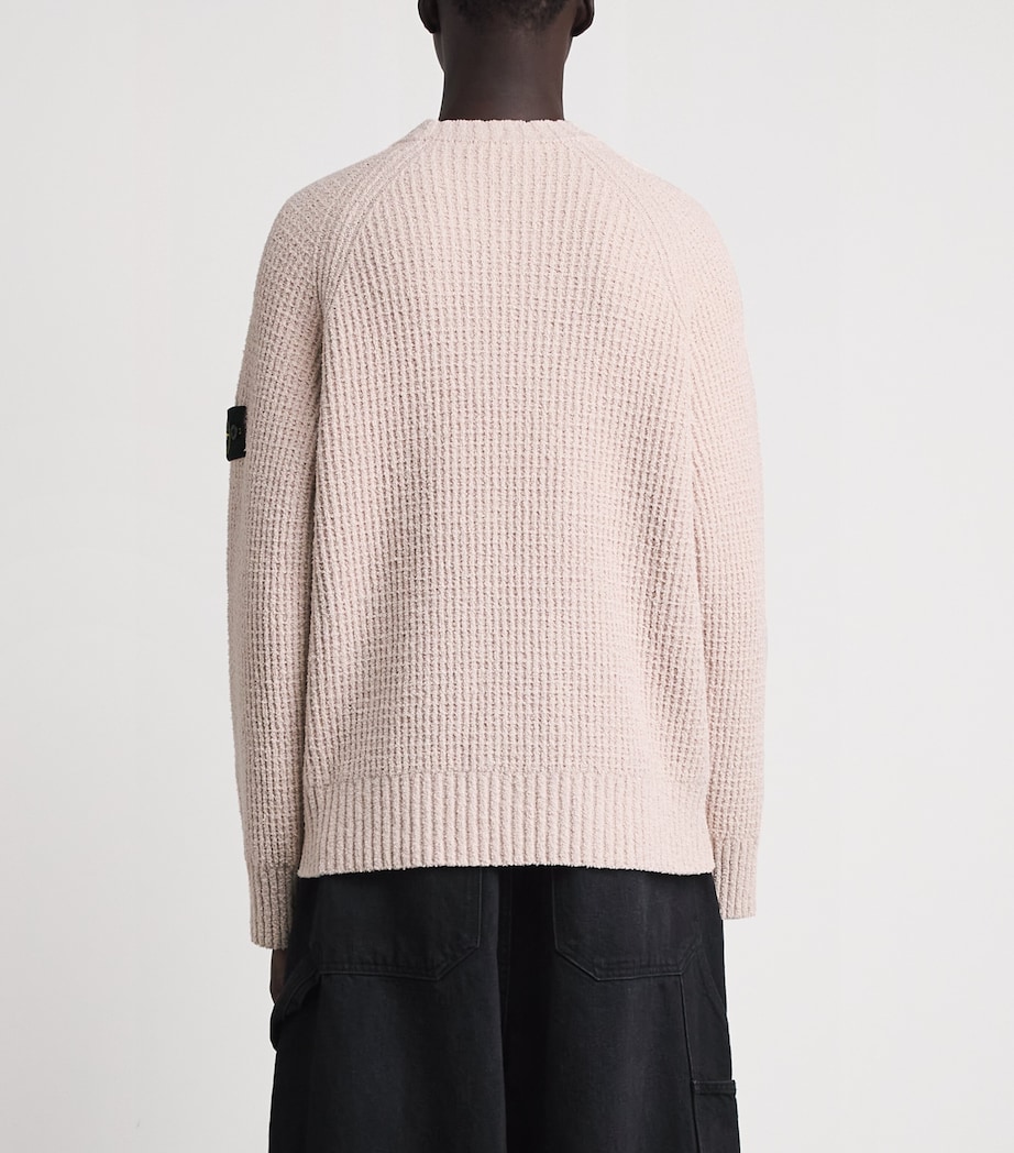 Stone Island Mens Bouclé Compass Patch Sweater Image 5