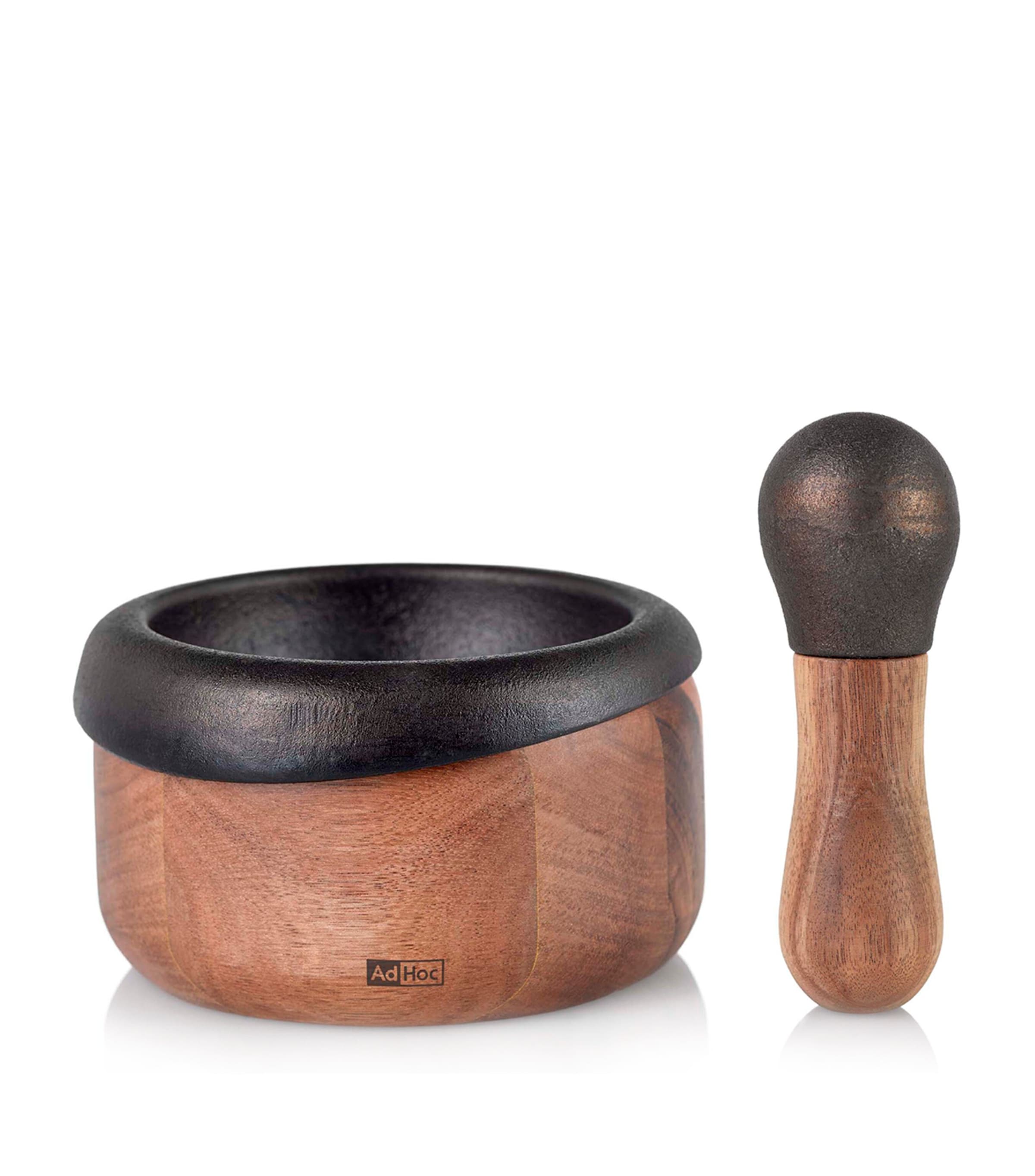 Adhoc Wood Crush Pestle And Mortar In Brown
