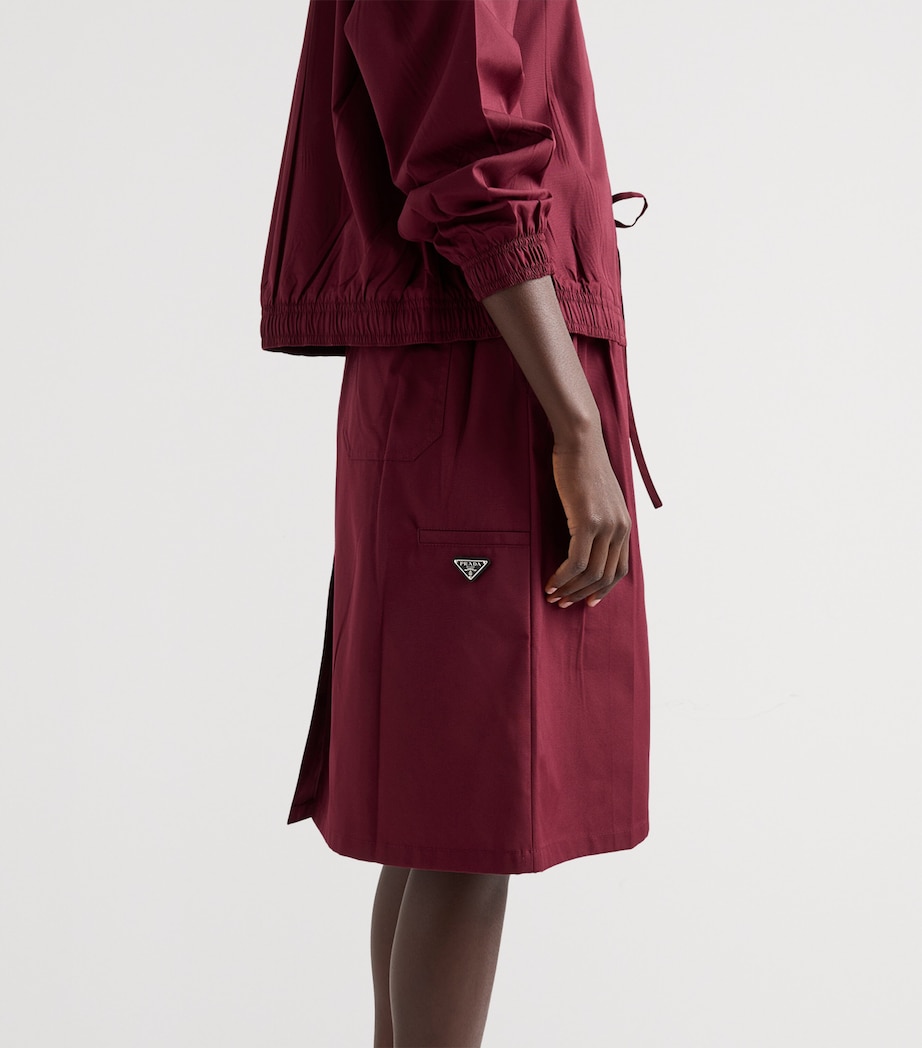 Prada Womens Drawstring Midi Skirt Burgundy Image 3